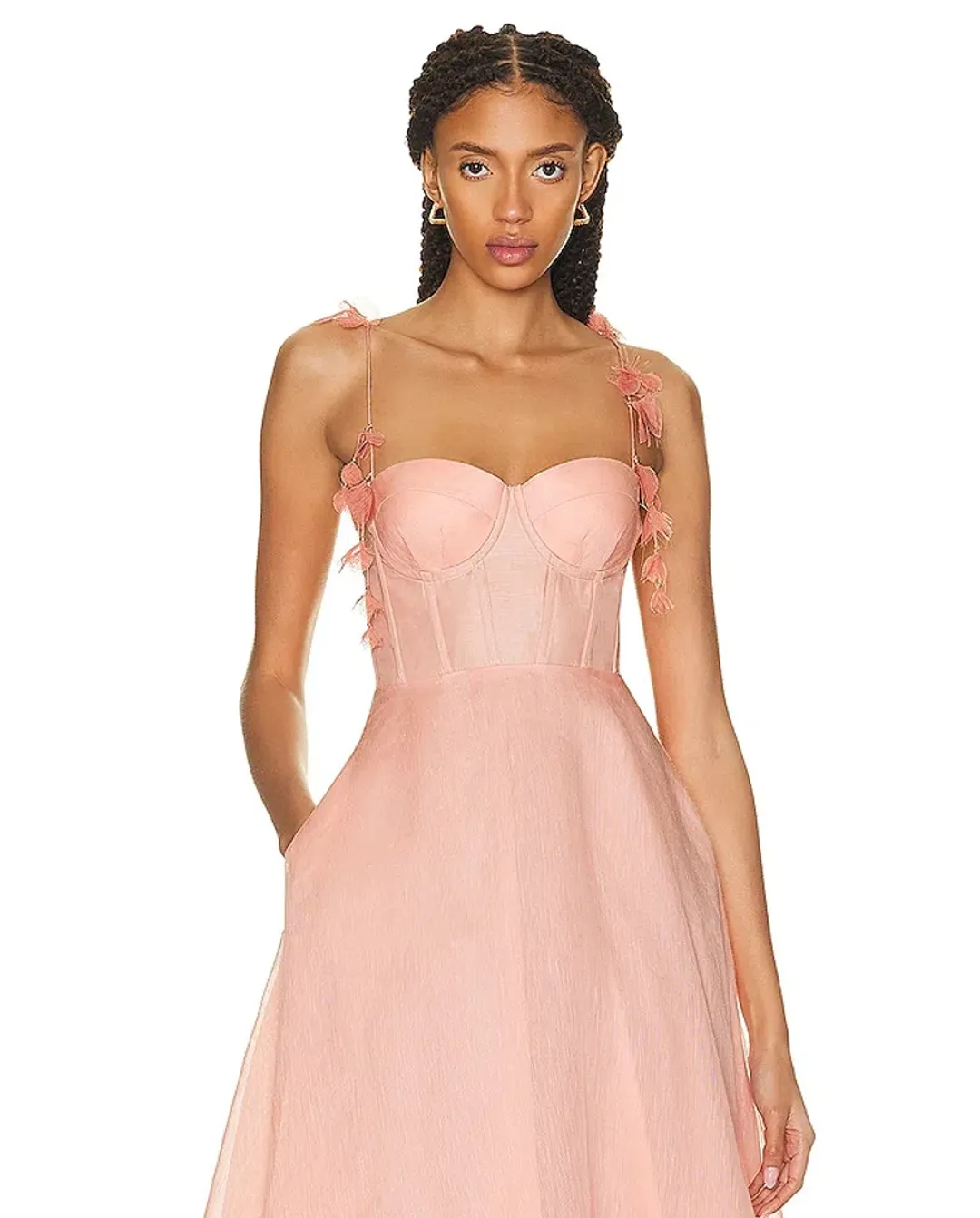 Zimmermann The Wonderland Midi Corset Dress in Dusty Pink Size 0P/Au 6  for rent on The Volte - main image