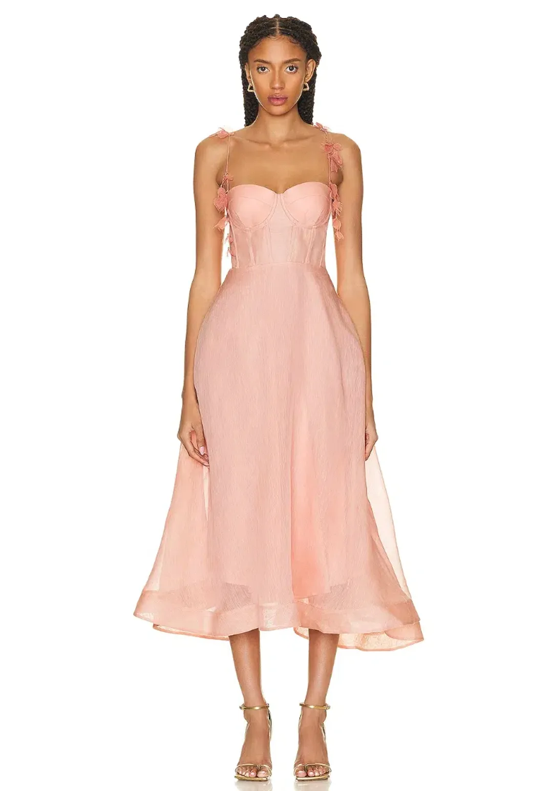 Zimmermann The Wonderland Midi Corset Dress in Dusty Pink Size 0P/Au 6  for rent on The Volte - main image