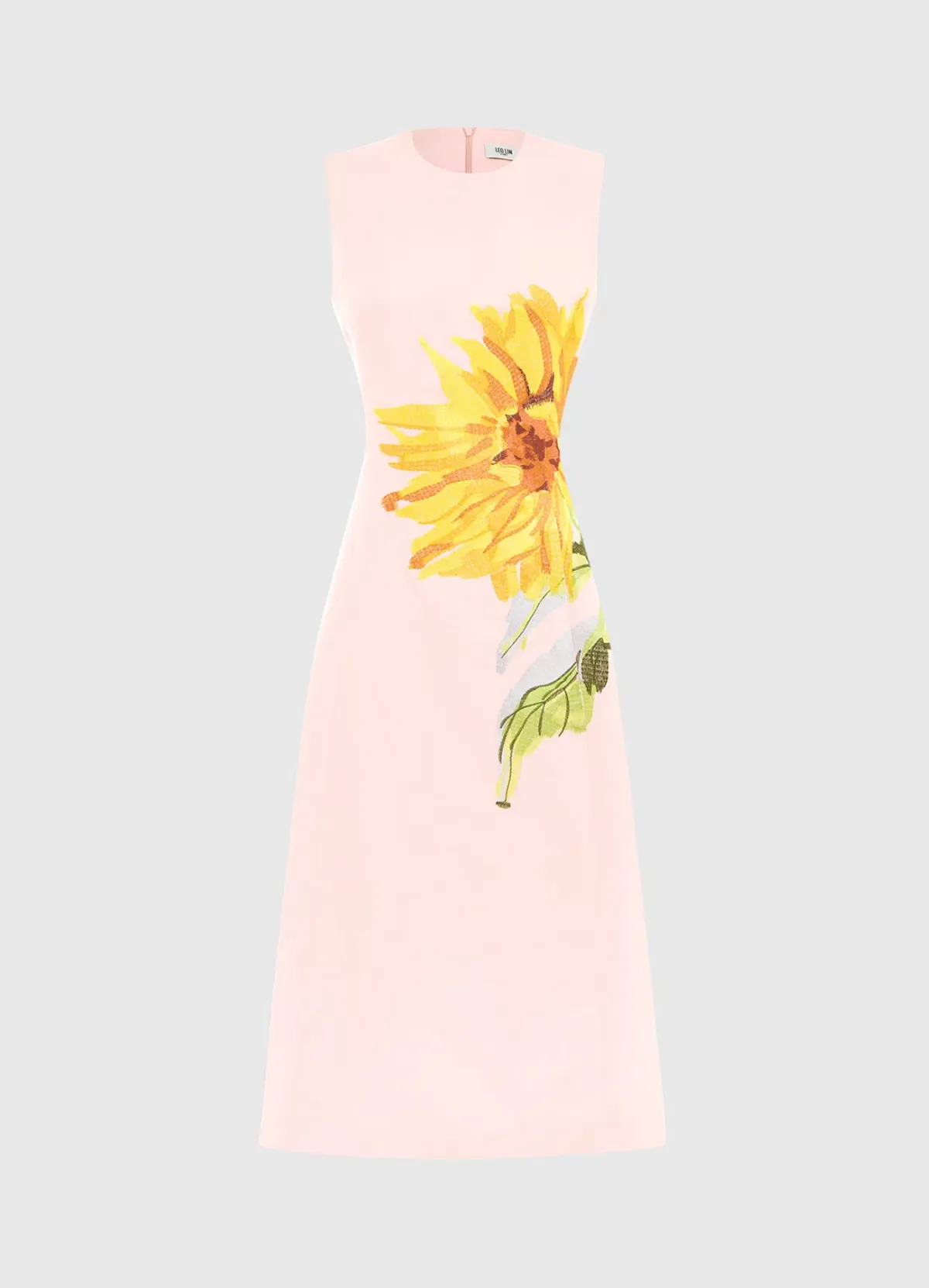 Leo Lin Cleo Sleeveless Midi Dress Sunflower Print in Pink Size 10  - Image 2