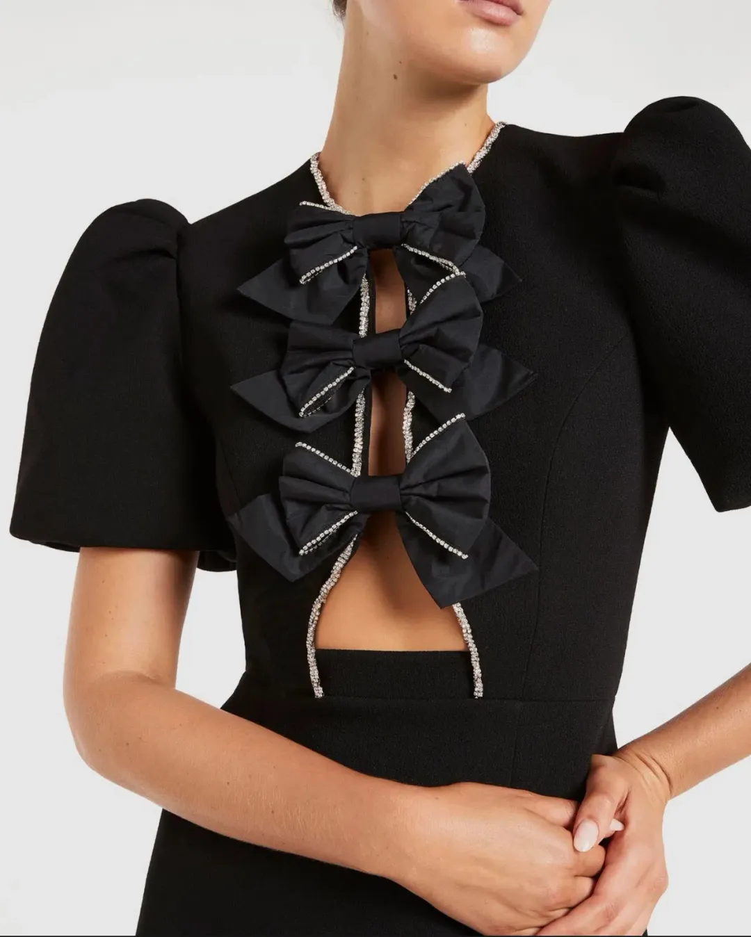 Rebecca Vallance Katie Bow Mini Dress Black Size 12 for rent on The Volte - main image