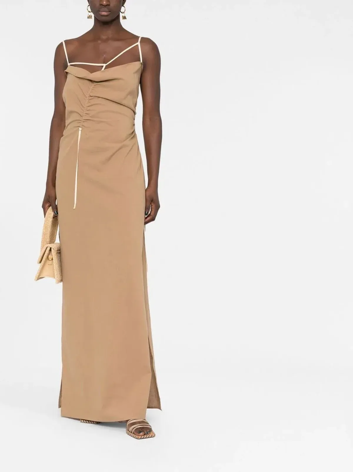 Jacquemus Ruched Maxi Dress Beige Size 8 - Image 1