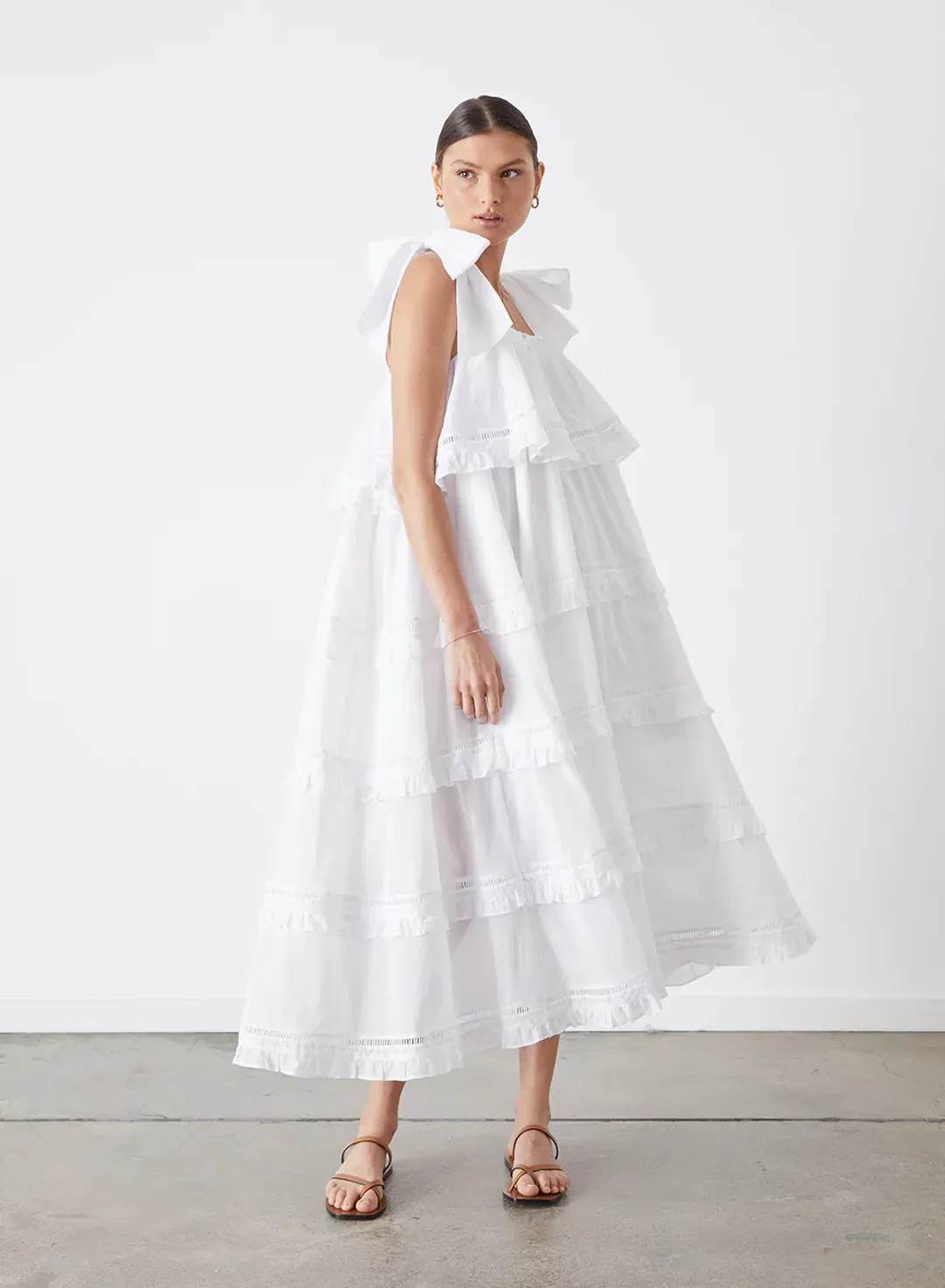 Joslin Studio Cosette Organic Cotton Midi Dress White Size AU 8 for rent on The Volte - main image