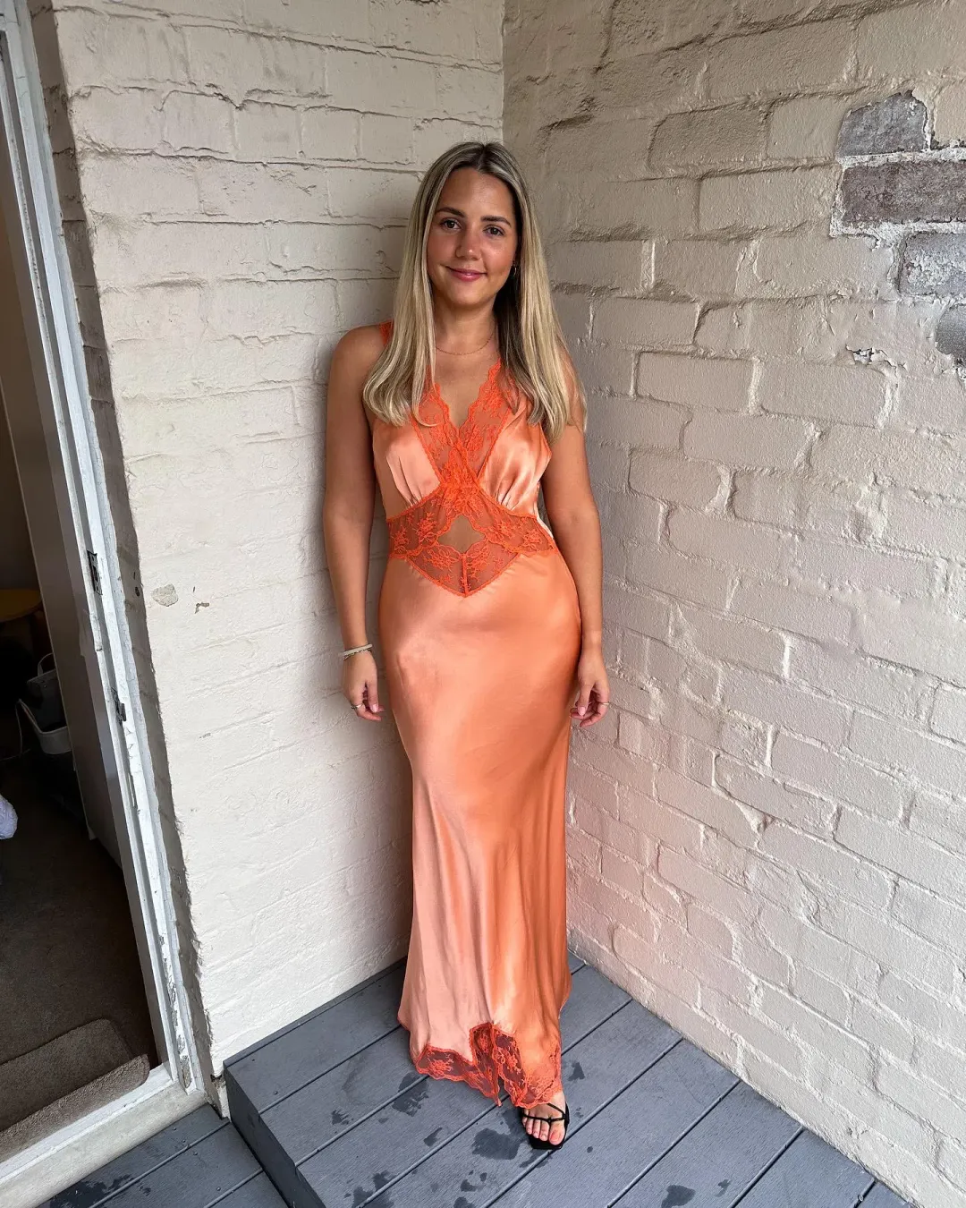 Sir The Label Aries Cut Out Gown Peach Size AU 8 for rent on The Volte - main image