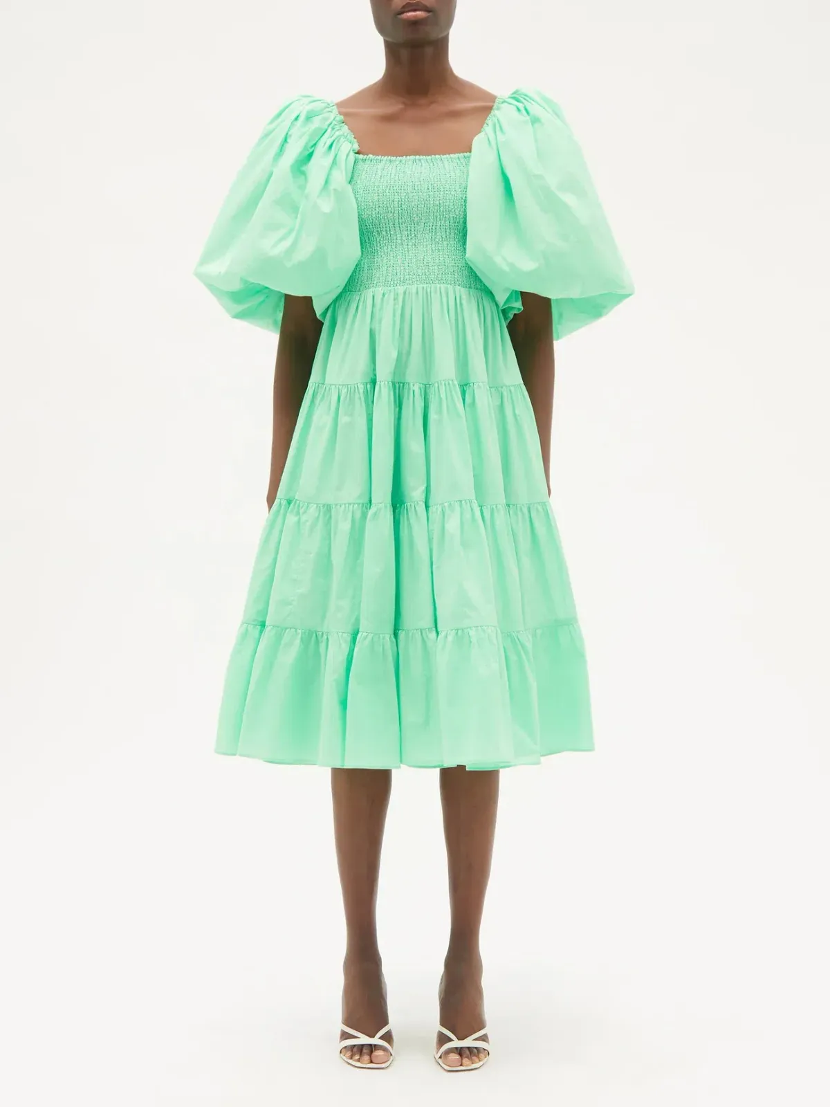 Aje Cherished puff-sleeve linen Dress Green Size AU 4  - Image 1