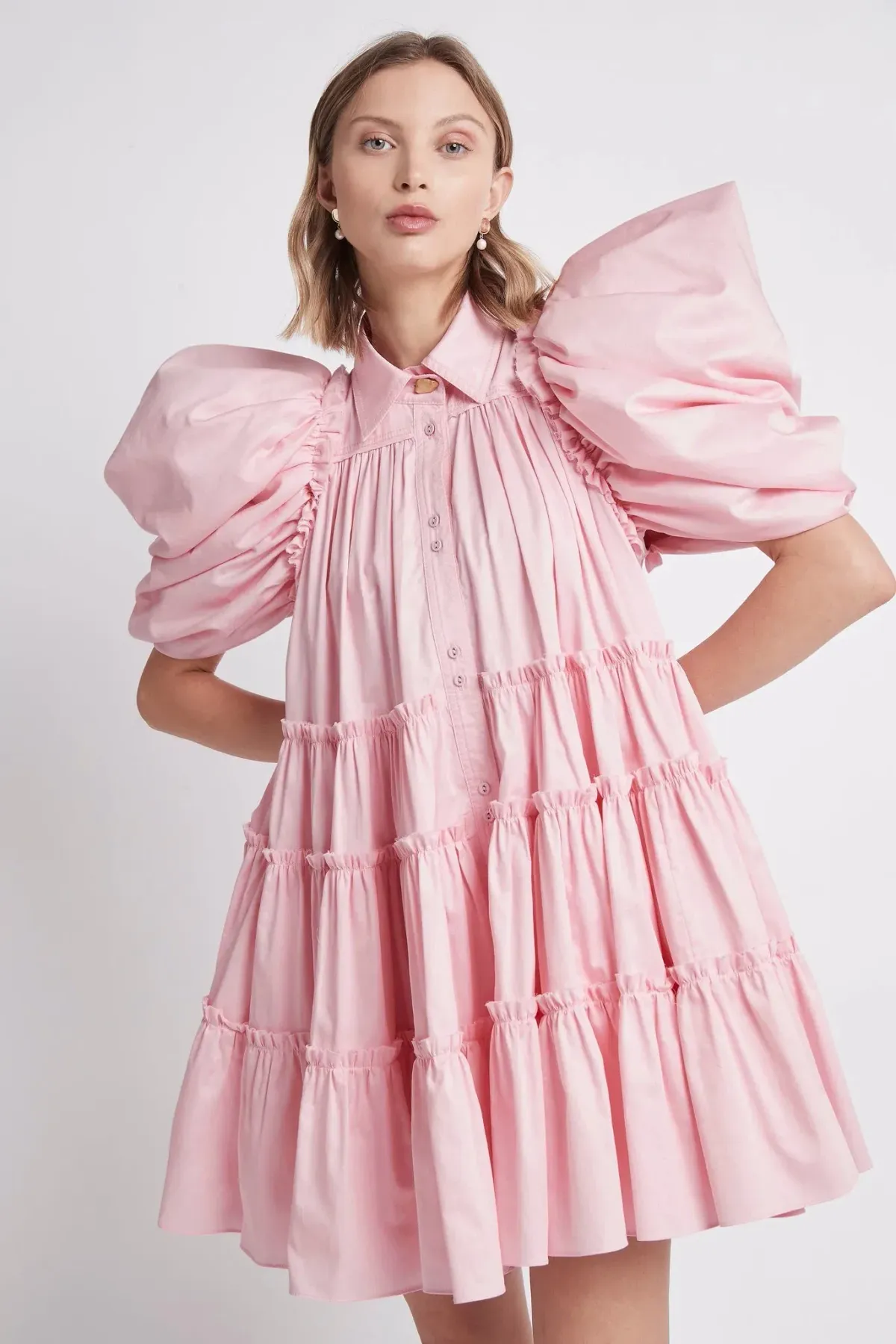 Aje Swift Butterfly Sleeve Smock Dress Rose Pink Size 8 - Image 2