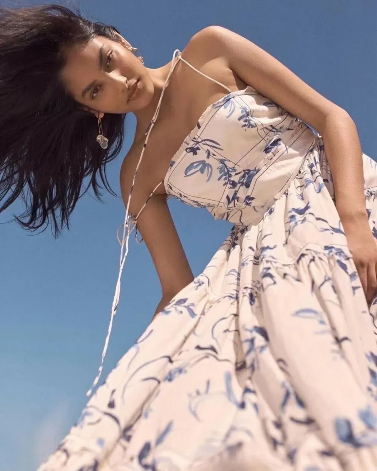 Aje Charlotte Midi Dress Navy Vine Print Size 6 - Image 4