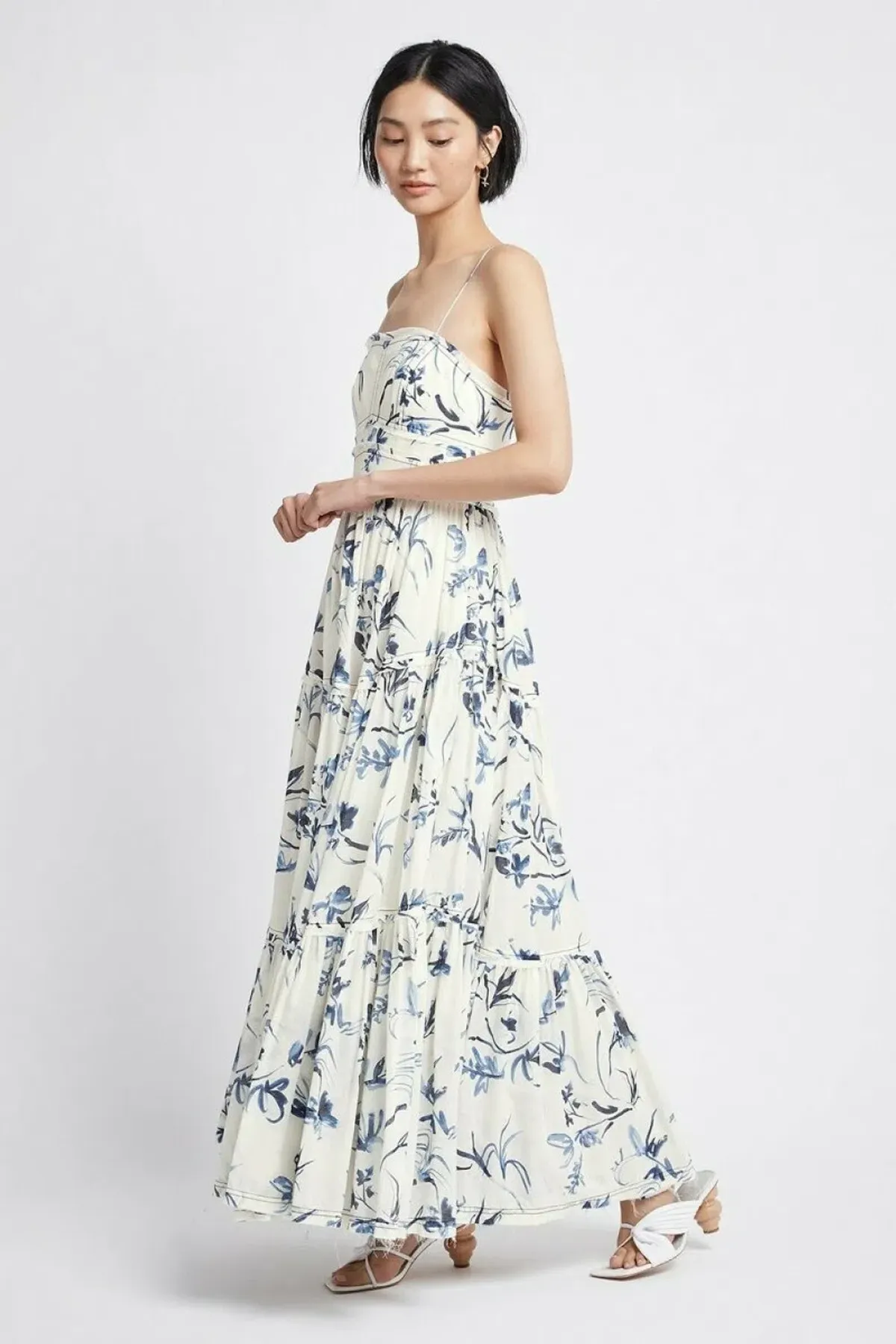 Aje Charlotte Midi Dress Navy Vine Print Size 6 - Image 5