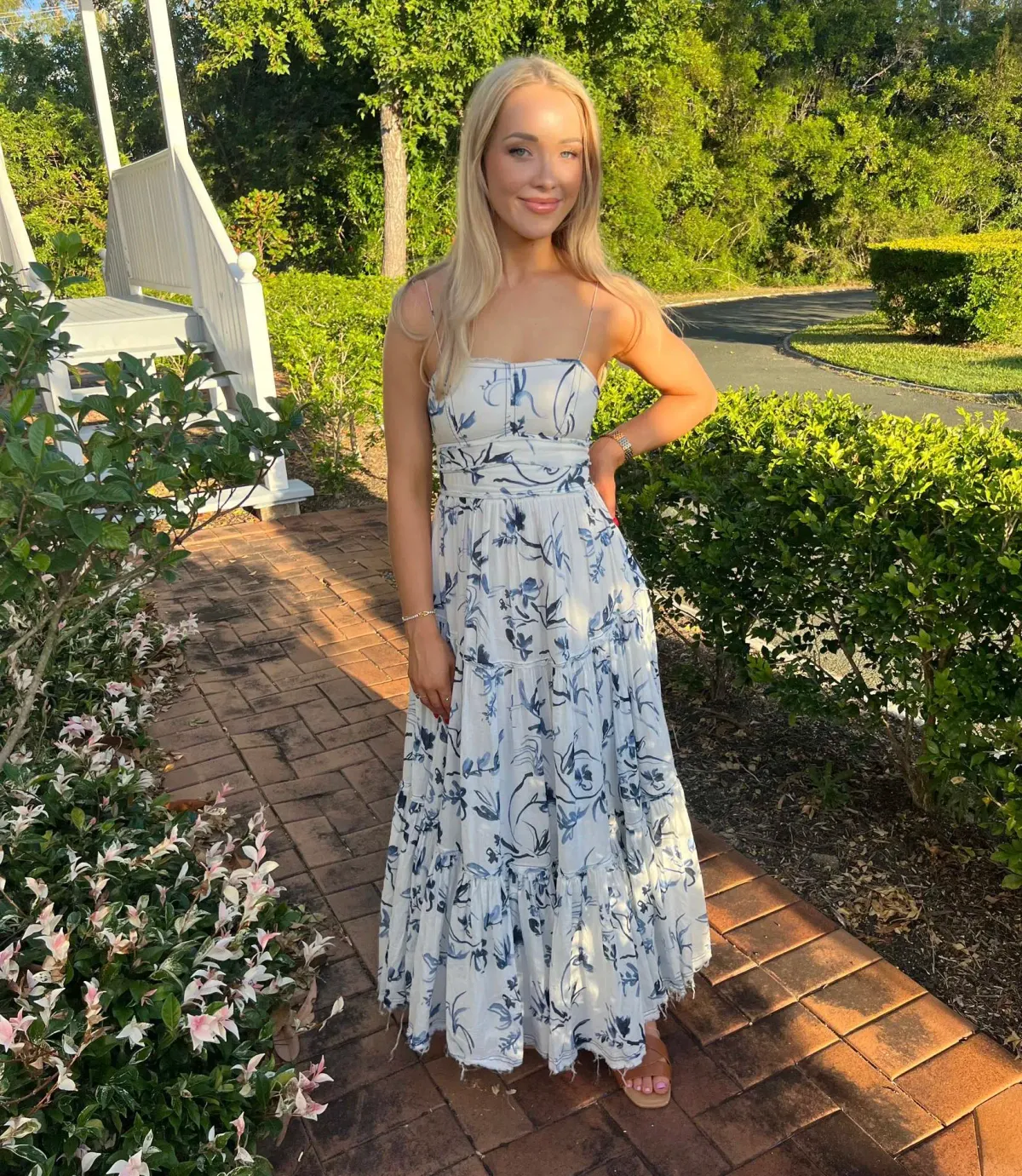 Aje Charlotte Midi Dress Navy Vine Print Size 6 - Image 1