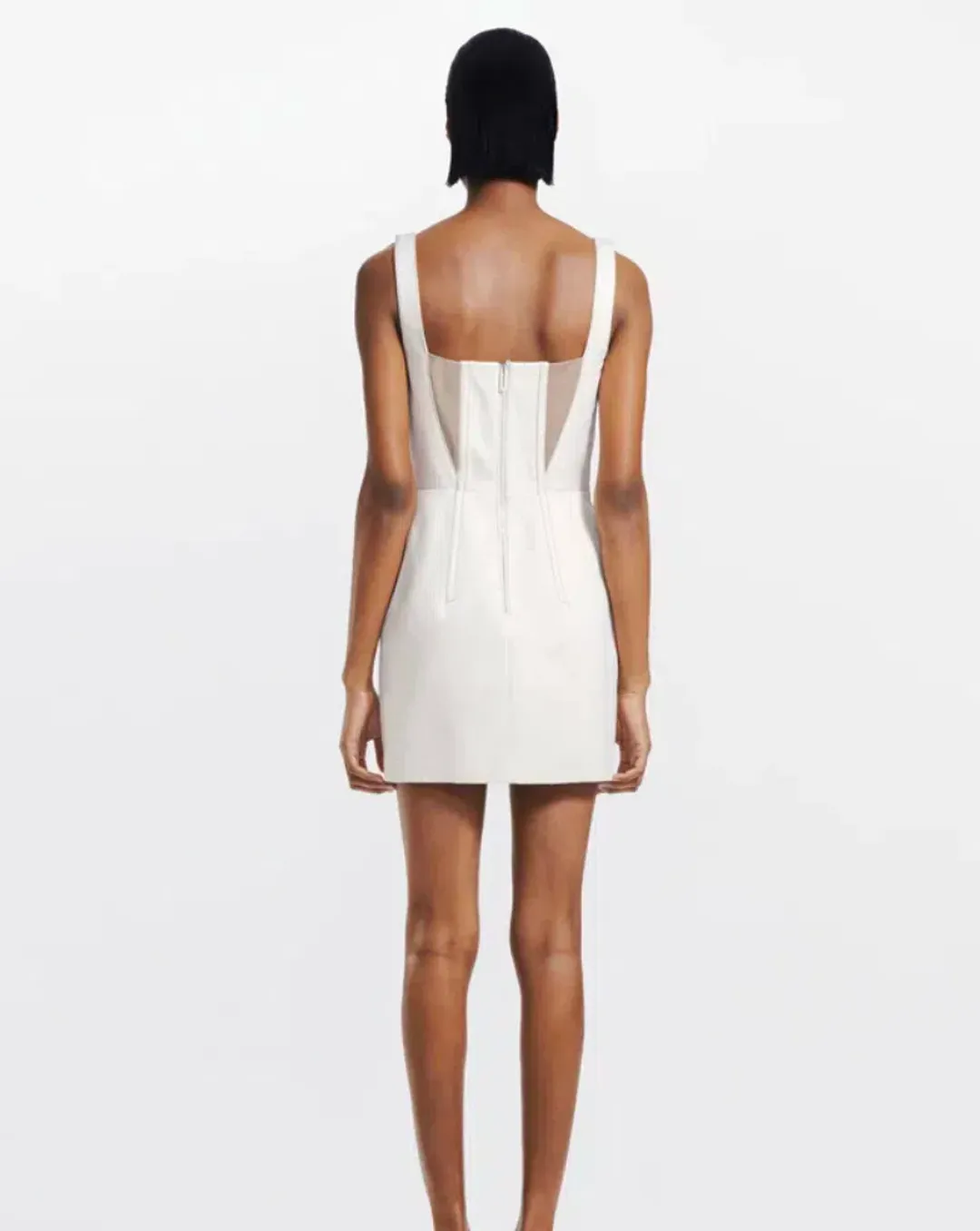Dion Lee Fork Frame Mini Dress Canvas/Stone Size 10 for rent on The Volte - main image