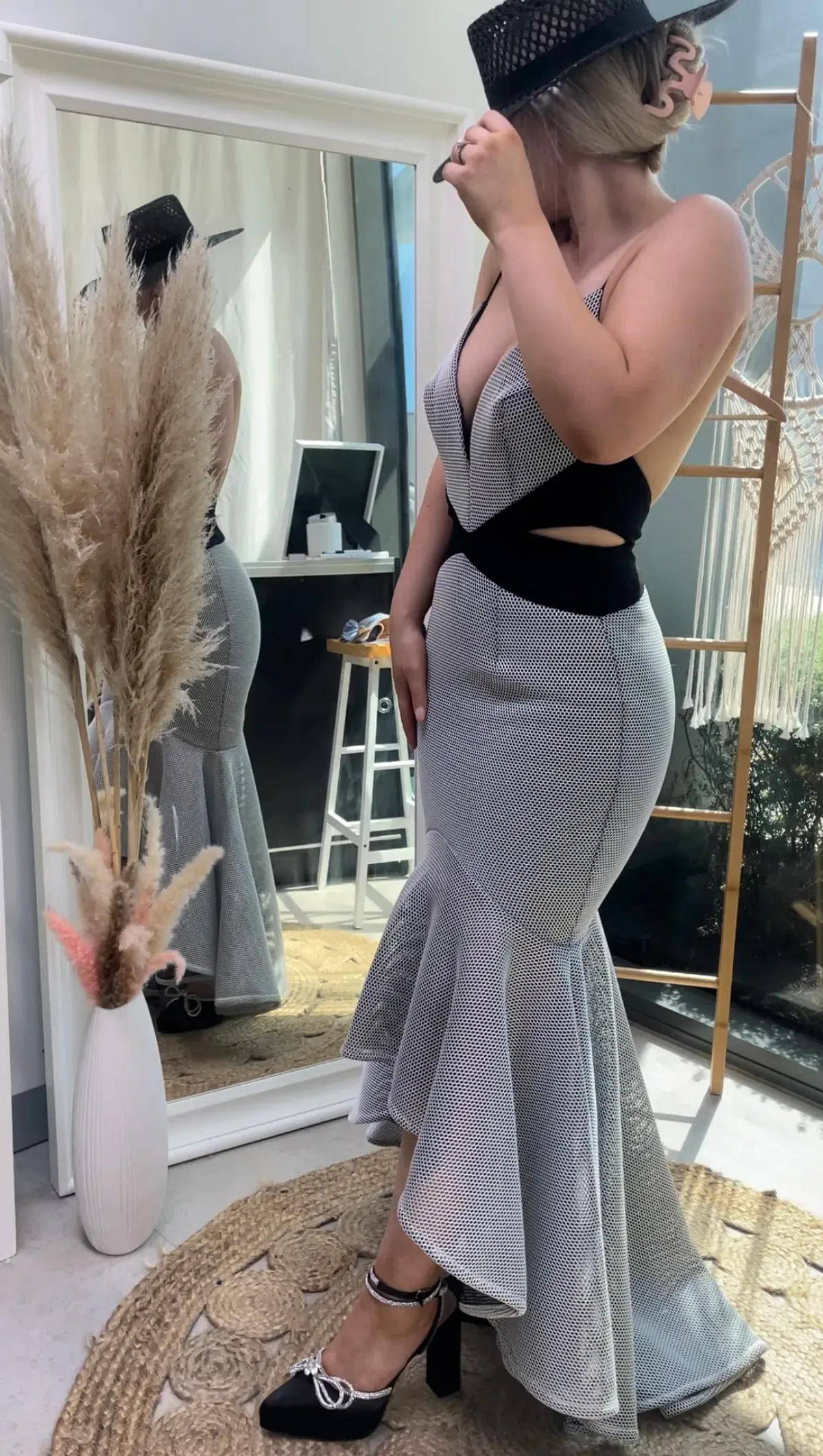 Sheike Liberty Hi Lo Maxi Dress Mesh Grey Size 8 - Image 4