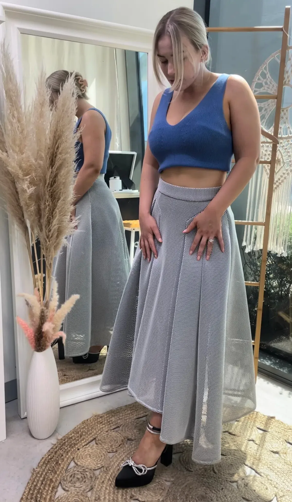 Sheike Alpha Mesh Hi Lo Skirt Grey Size 8 - Image 2