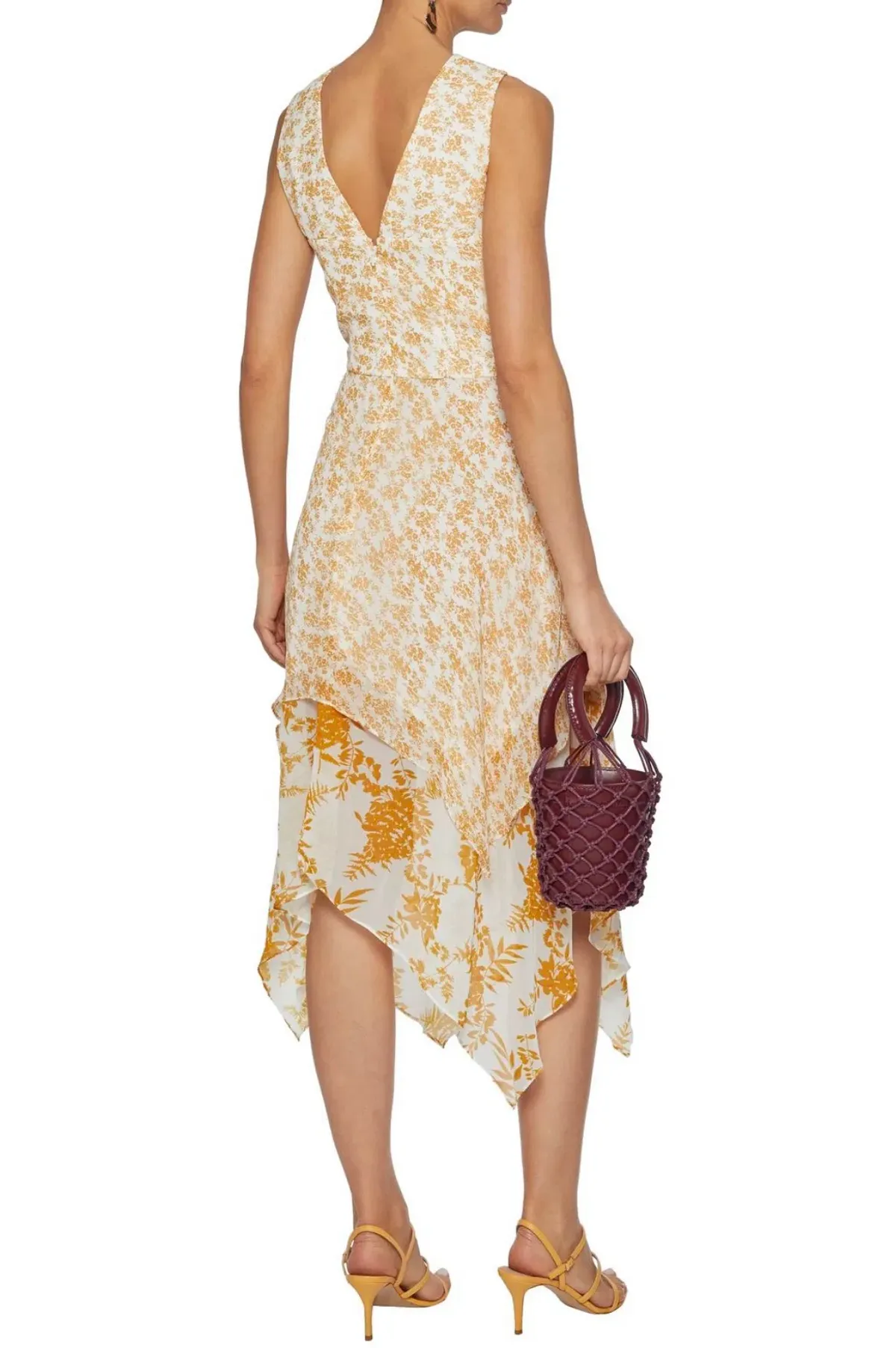 Mikael Aghal Asymmetric Chiffon Dress Floral Size 12 - Image 2