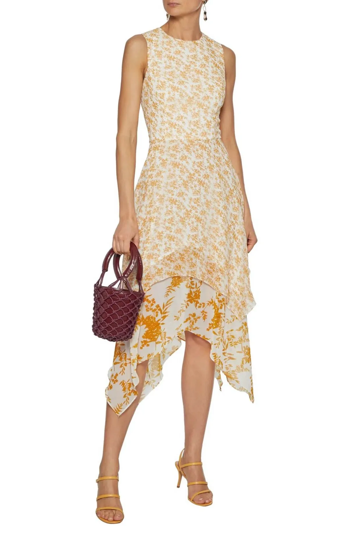 Mikael Aghal Asymmetric Chiffon Dress Floral Size 12 - Image 1