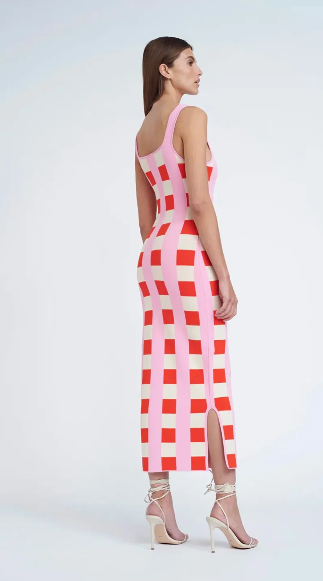 By Johnny Cora Check Knit Midi Dress Multi Size XS / Au 6 for rent on The Volte - main image