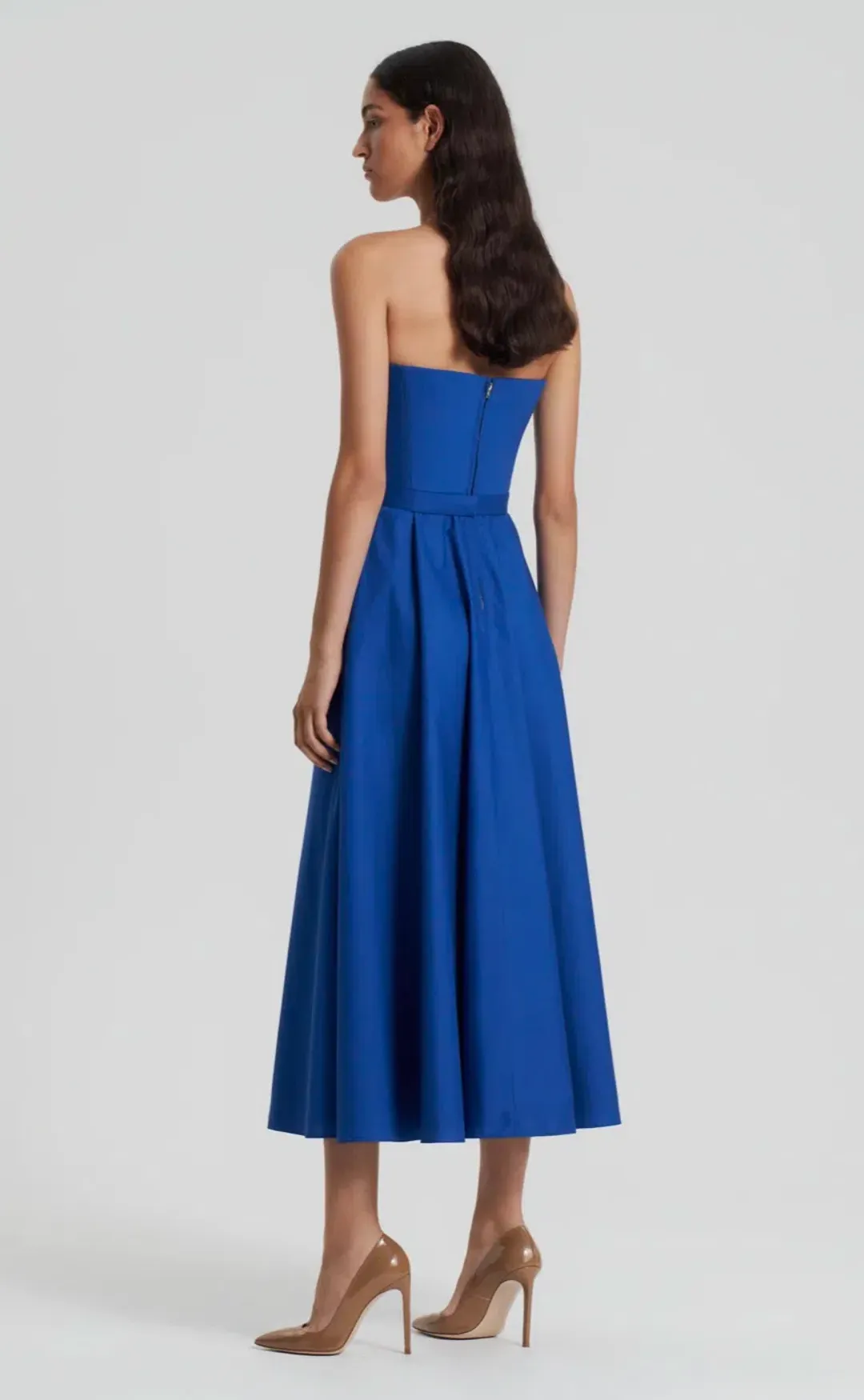 Scanlan Theodore Parachute Bustier Dress Midi Blue Size 10 for rent on The Volte - main image