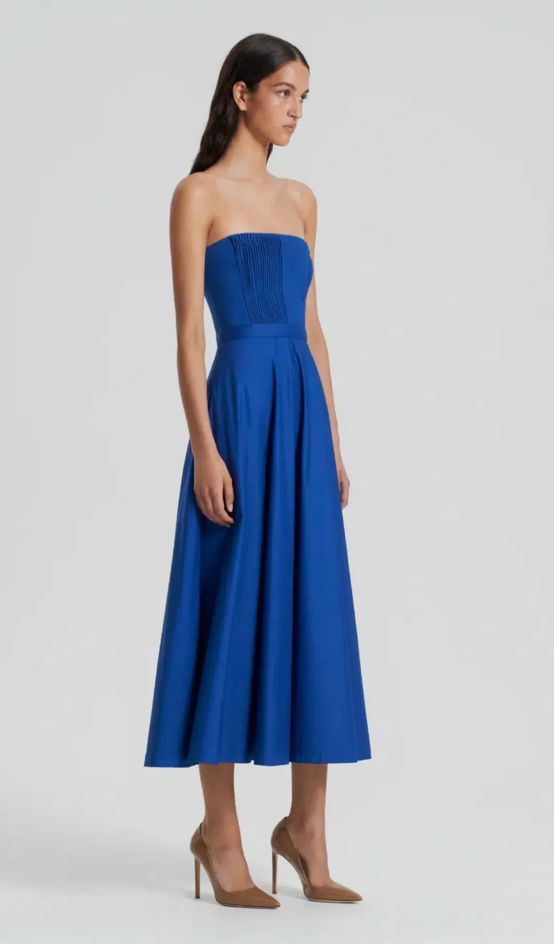 Scanlan Theodore Parachute Bustier Dress Midi Blue Size 10 for rent on The Volte - main image