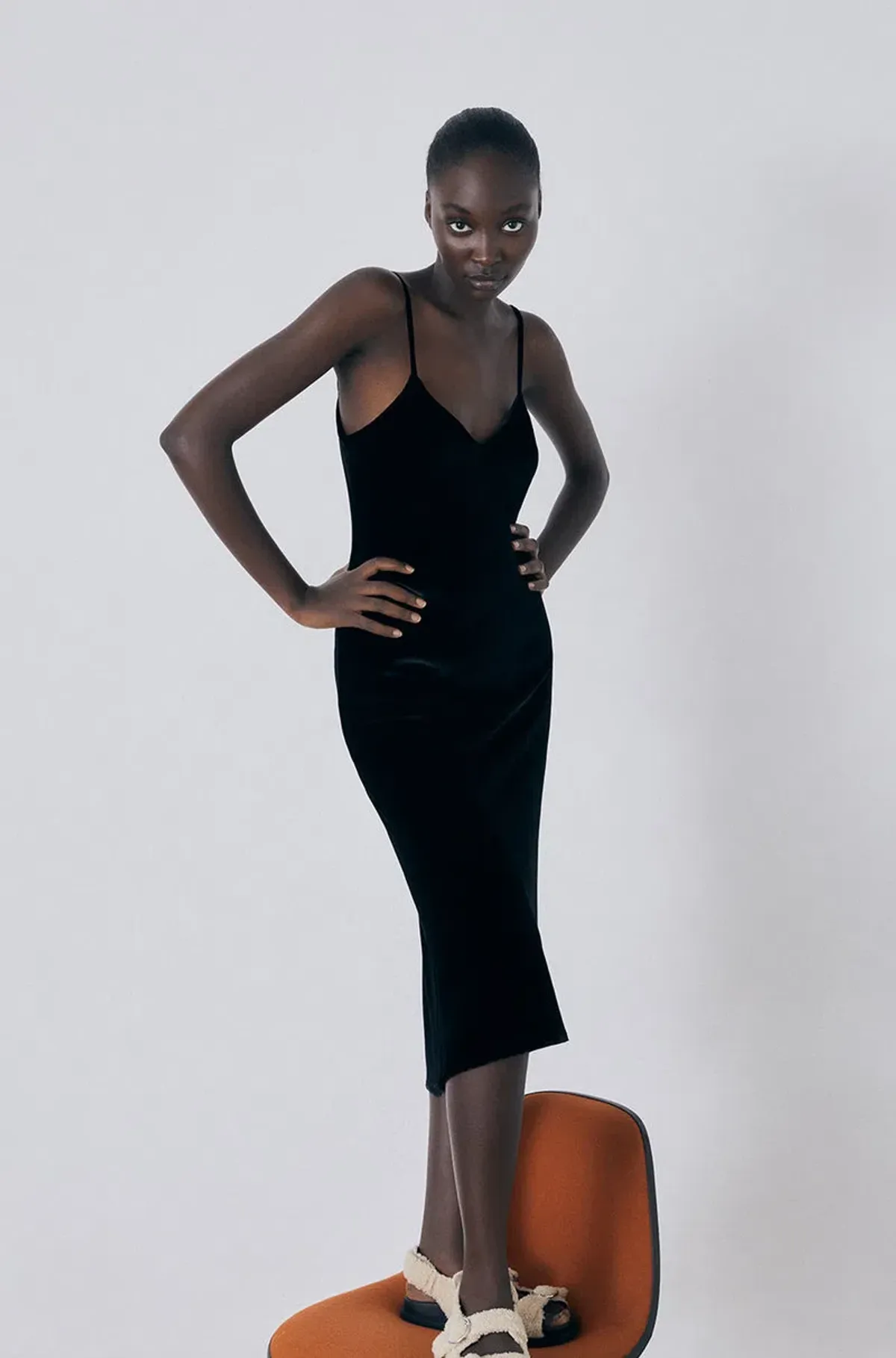 Silk Laundry Black Velvet 90's Slip Dress Black Size 12 - Image 1