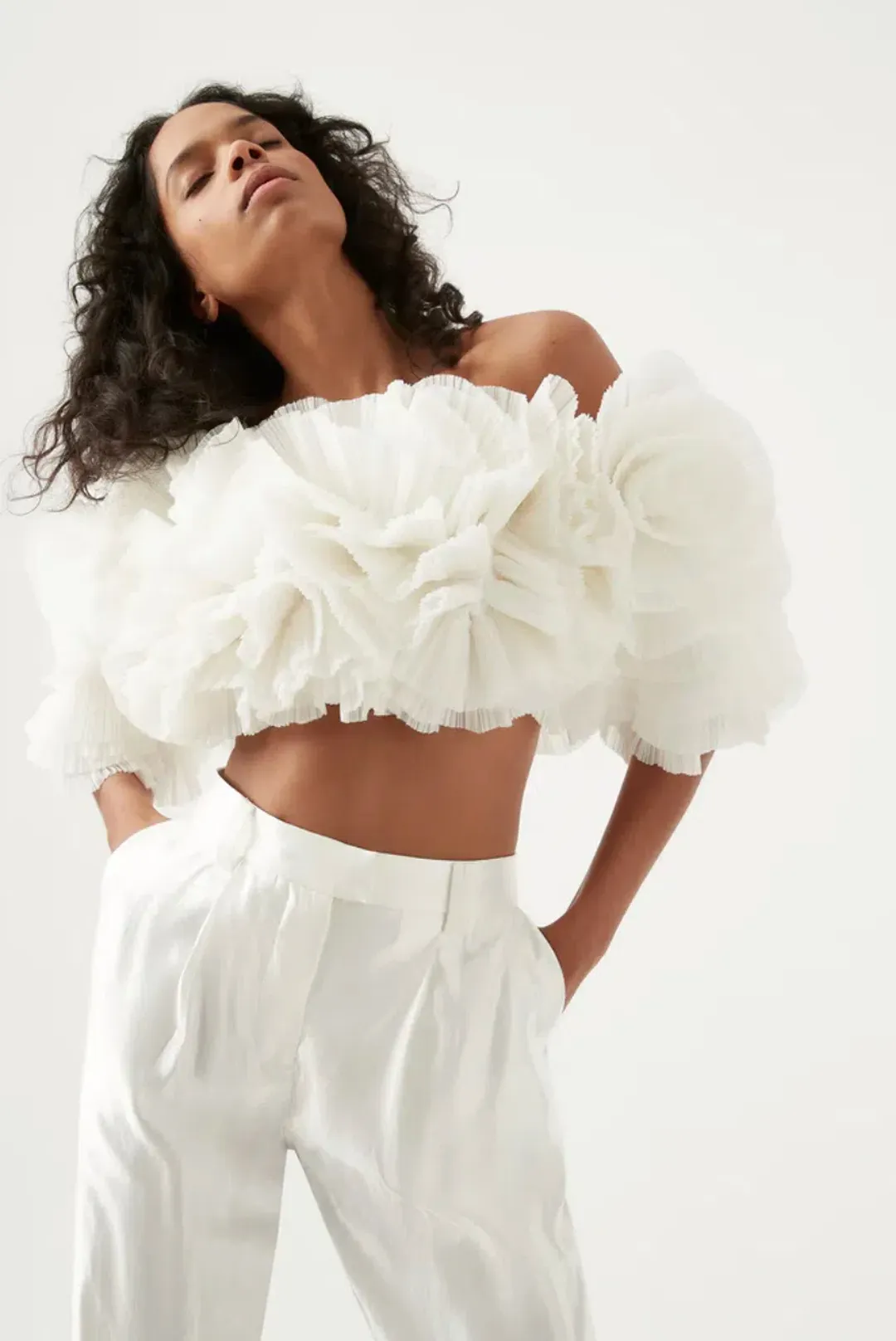Aje Expressive Pleated Top White Size AU 14 for rent on The Volte - main image