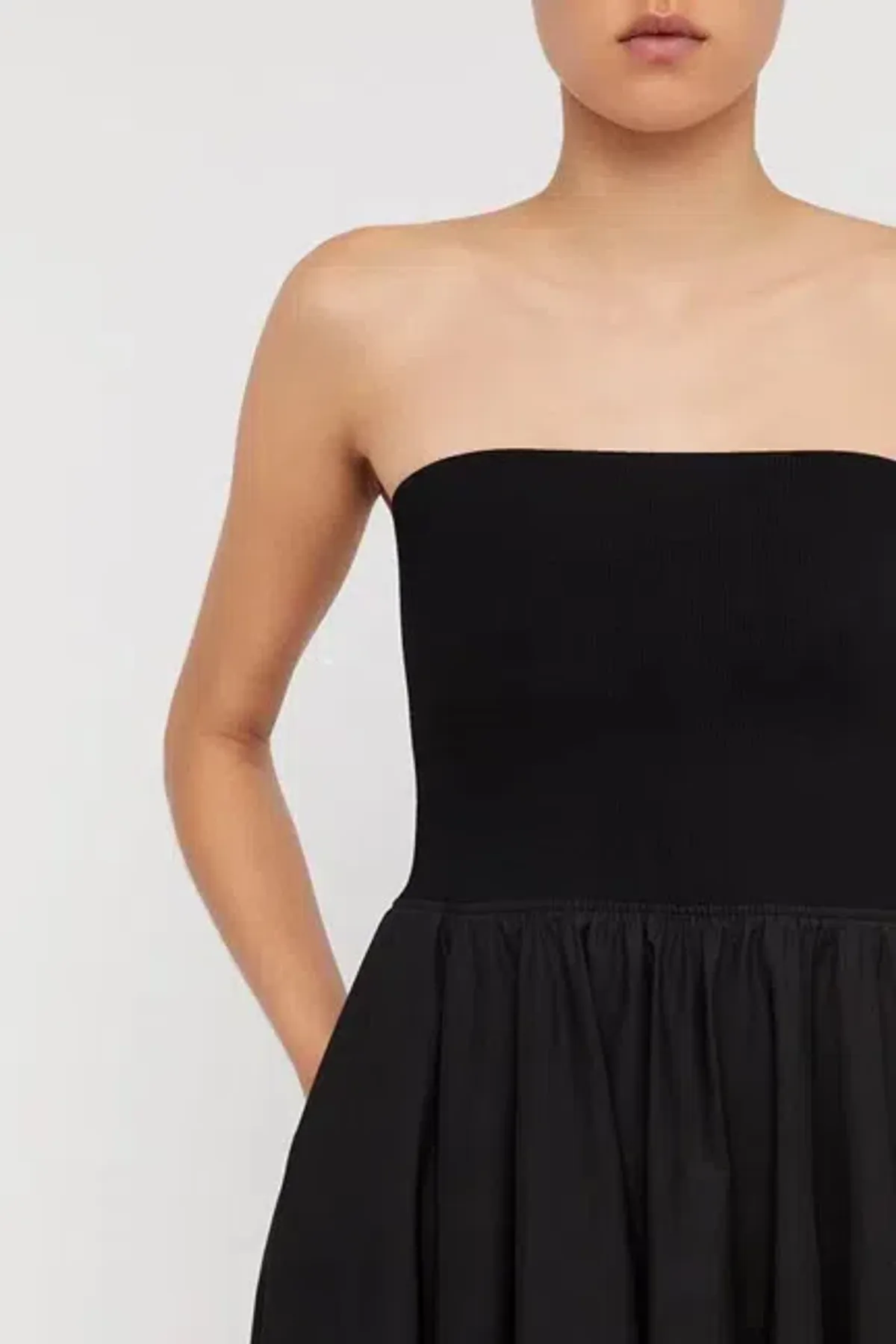 Scanlan Theodore Crepe Cotton Strapless Dress Black Size AU 8 - Image 3