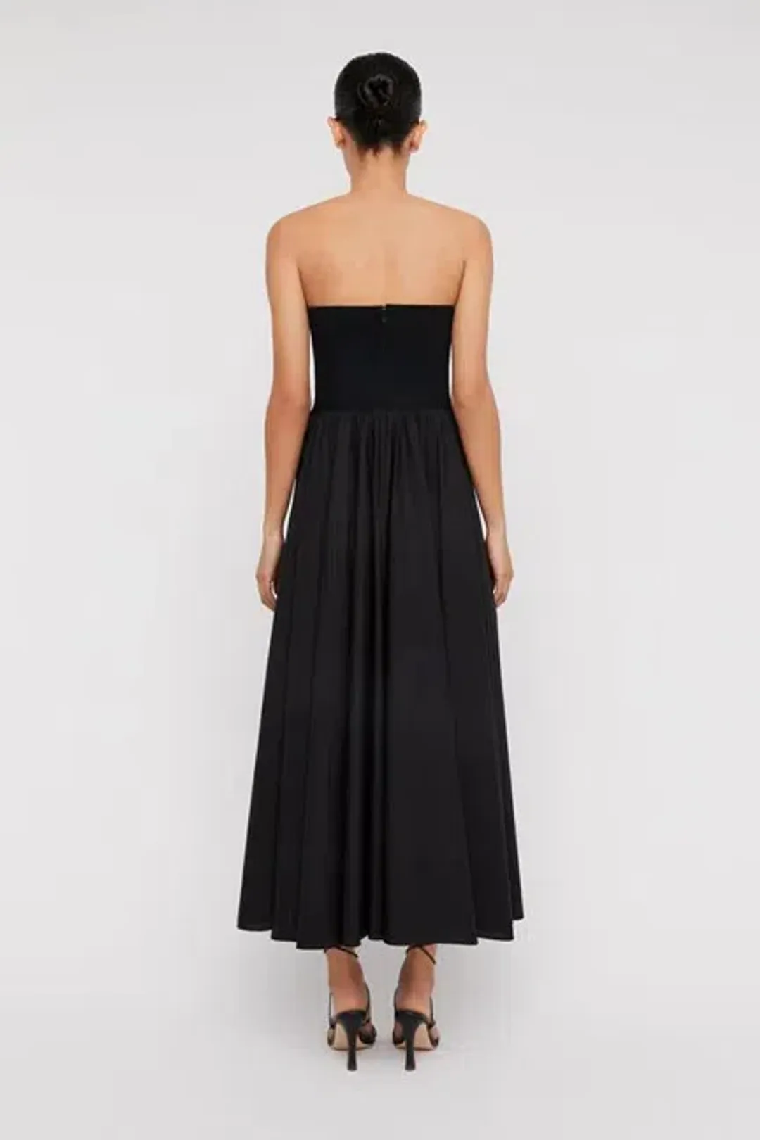 Scanlan Theodore Crepe Cotton Strapless Dress Black Size AU 8 for rent on The Volte - main image