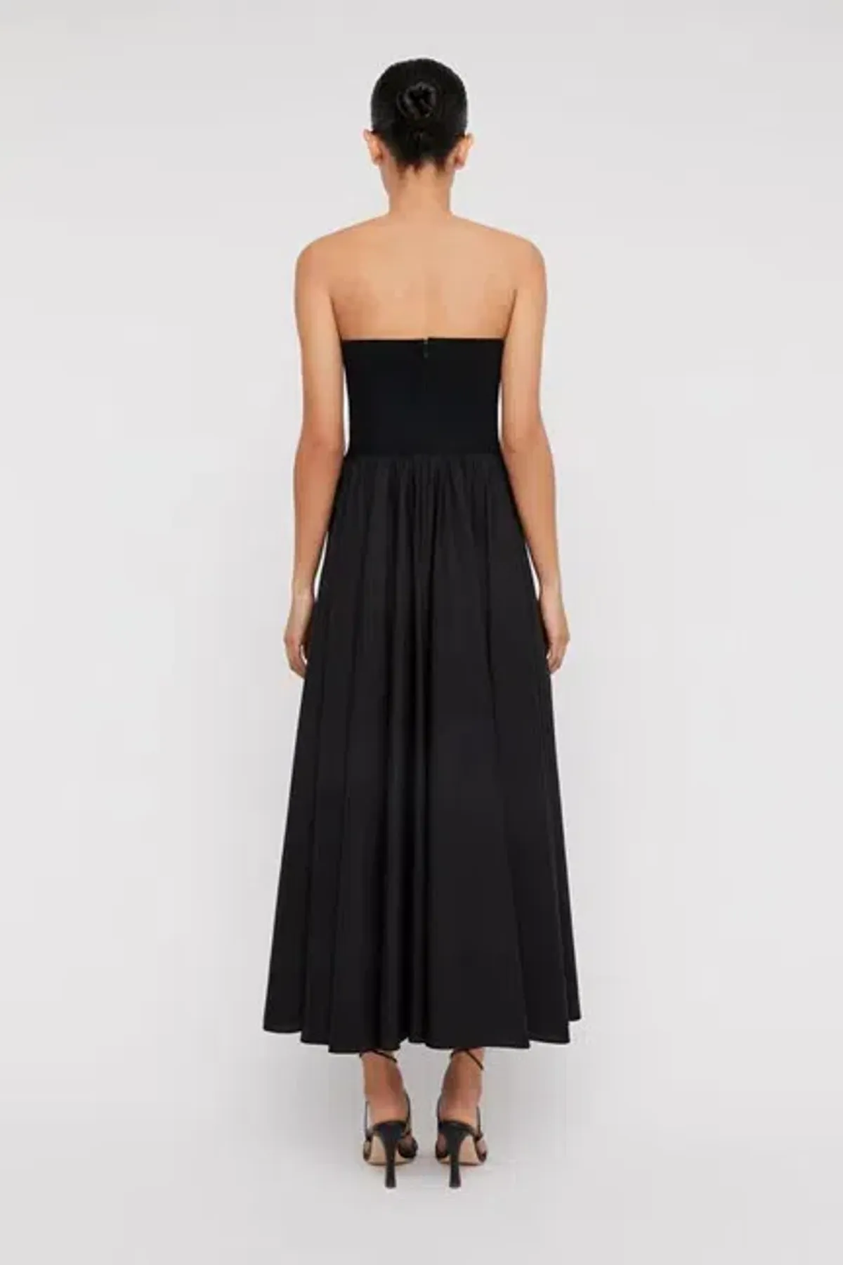 Scanlan Theodore Crepe Cotton Strapless Dress Black Size AU 8 - Image 2