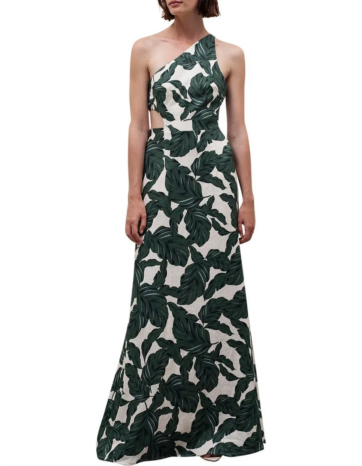 Rachel Gilbert Byron Maxi Dress Cutout Green Floral Linen Size 2 / AU 10 - Image 2