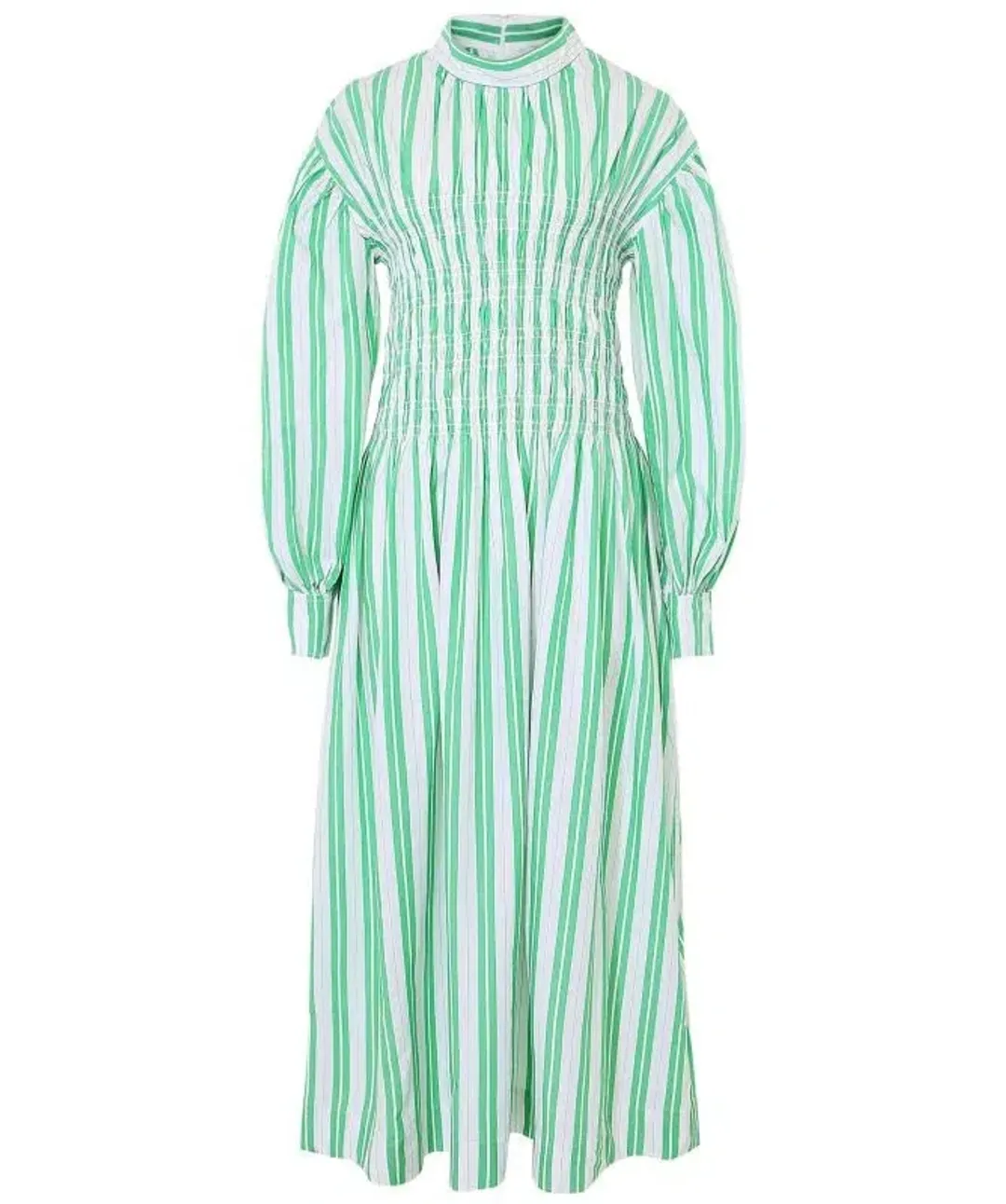 Ganni Stripe Midi Dress Green Size AU 8 for rent on The Volte - main image