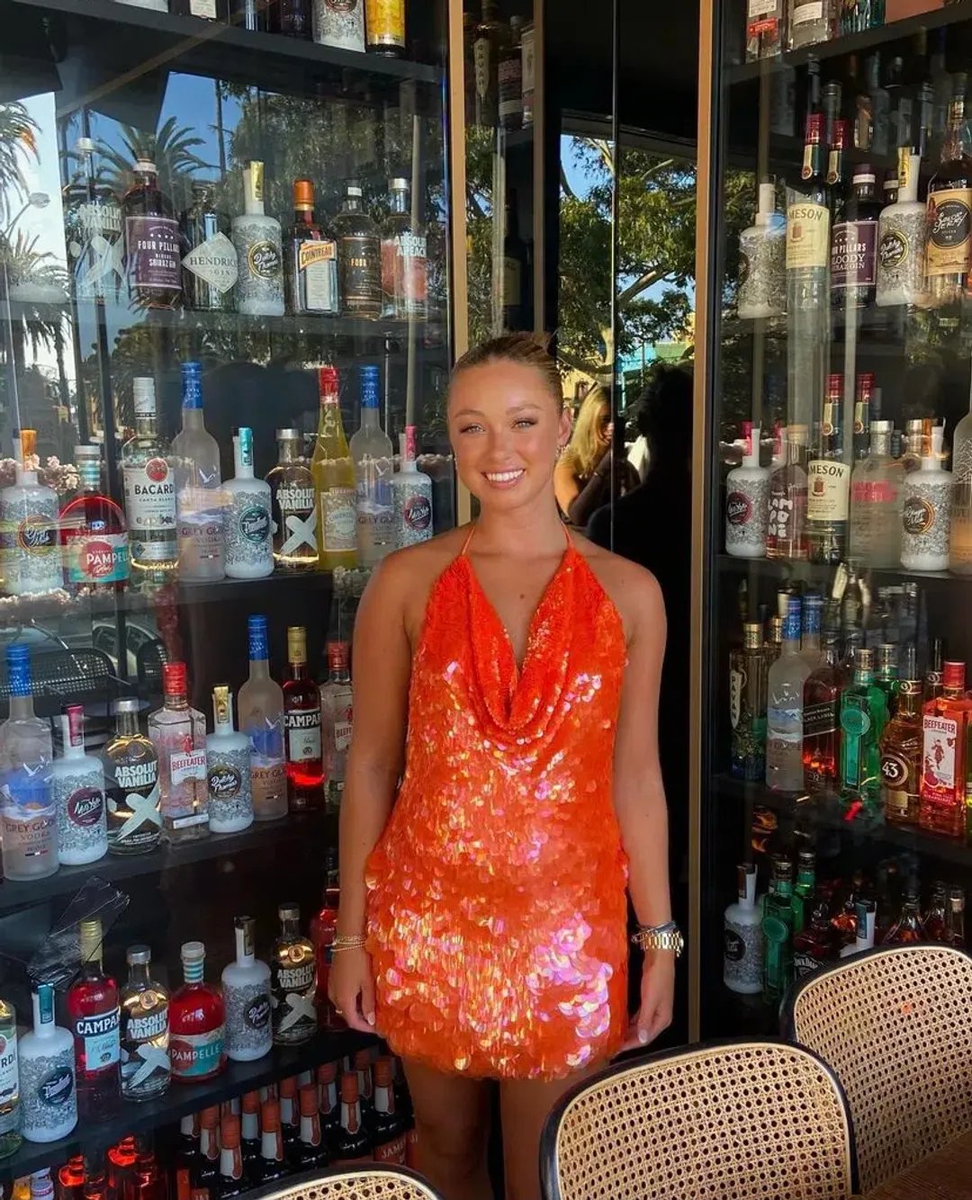 Rat & Boa Malika Dress Orange Sequin Size 6 for rent on The Volte - main image