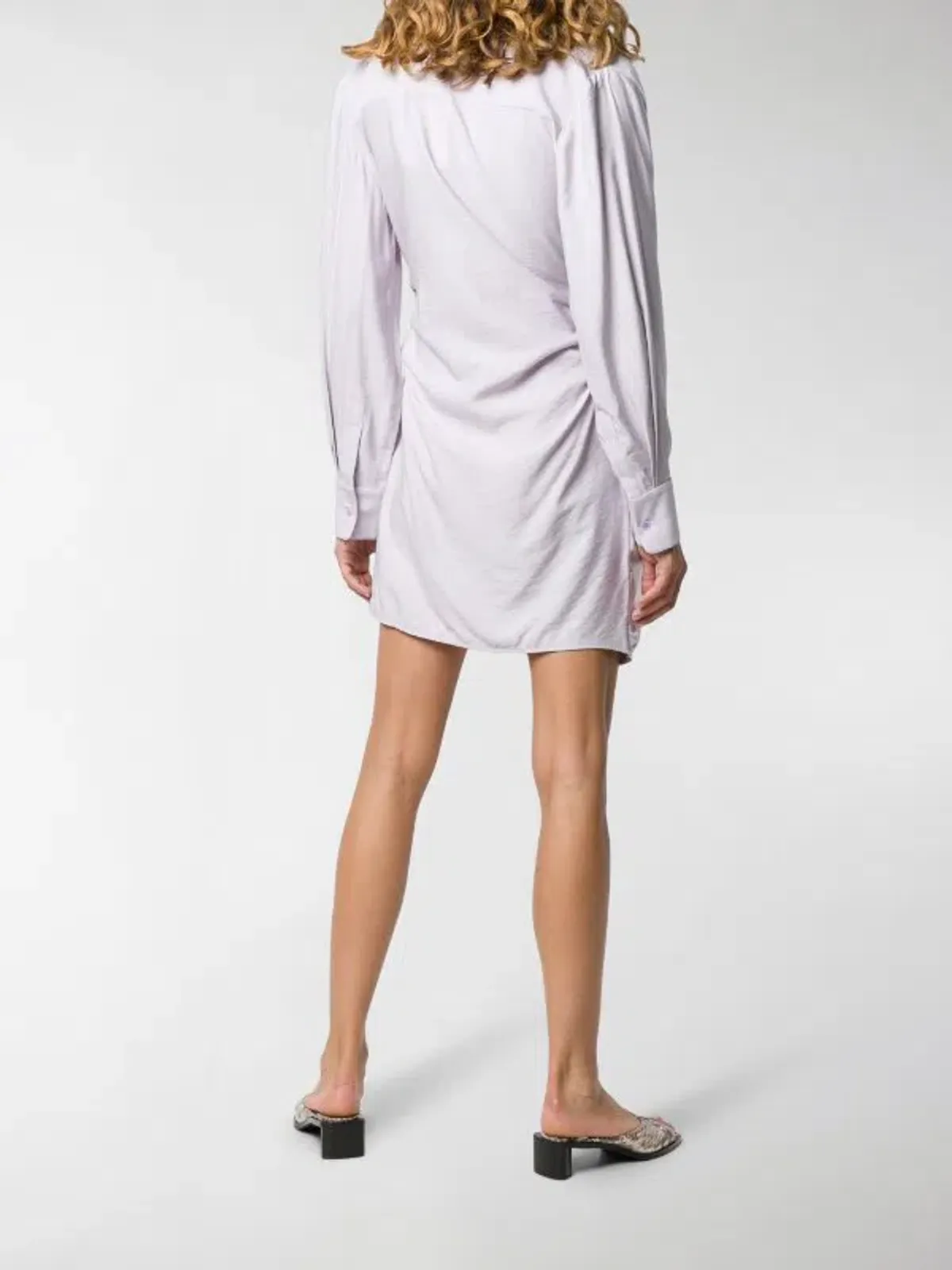 Jacquemus La Robe Bahia Knotted Shirt Dress Mini Lilac Size AU 8 - Image 2
