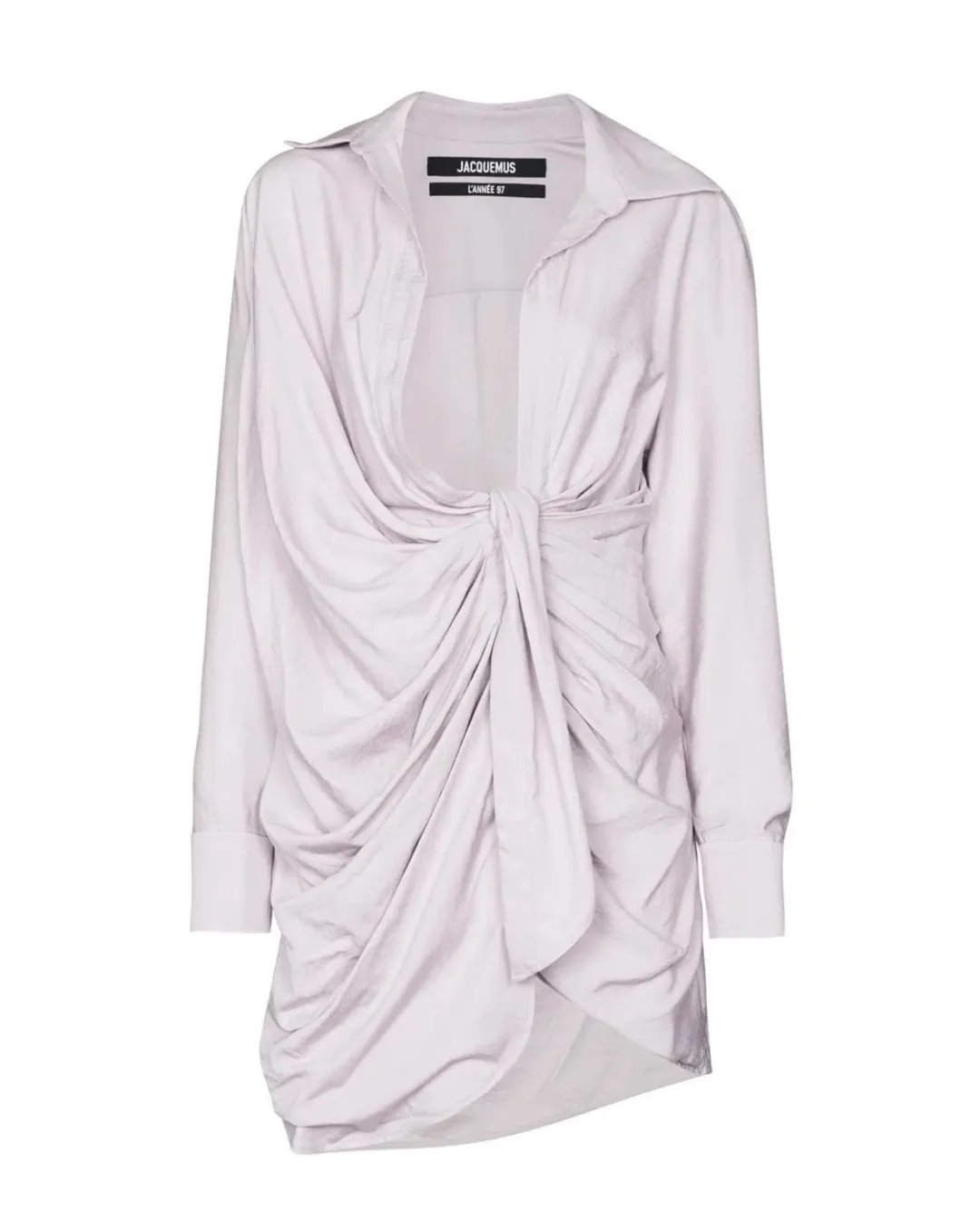 Jacquemus La Robe Bahia Knotted Shirt Dress Mini Lilac Size AU 8 for rent on The Volte - main image