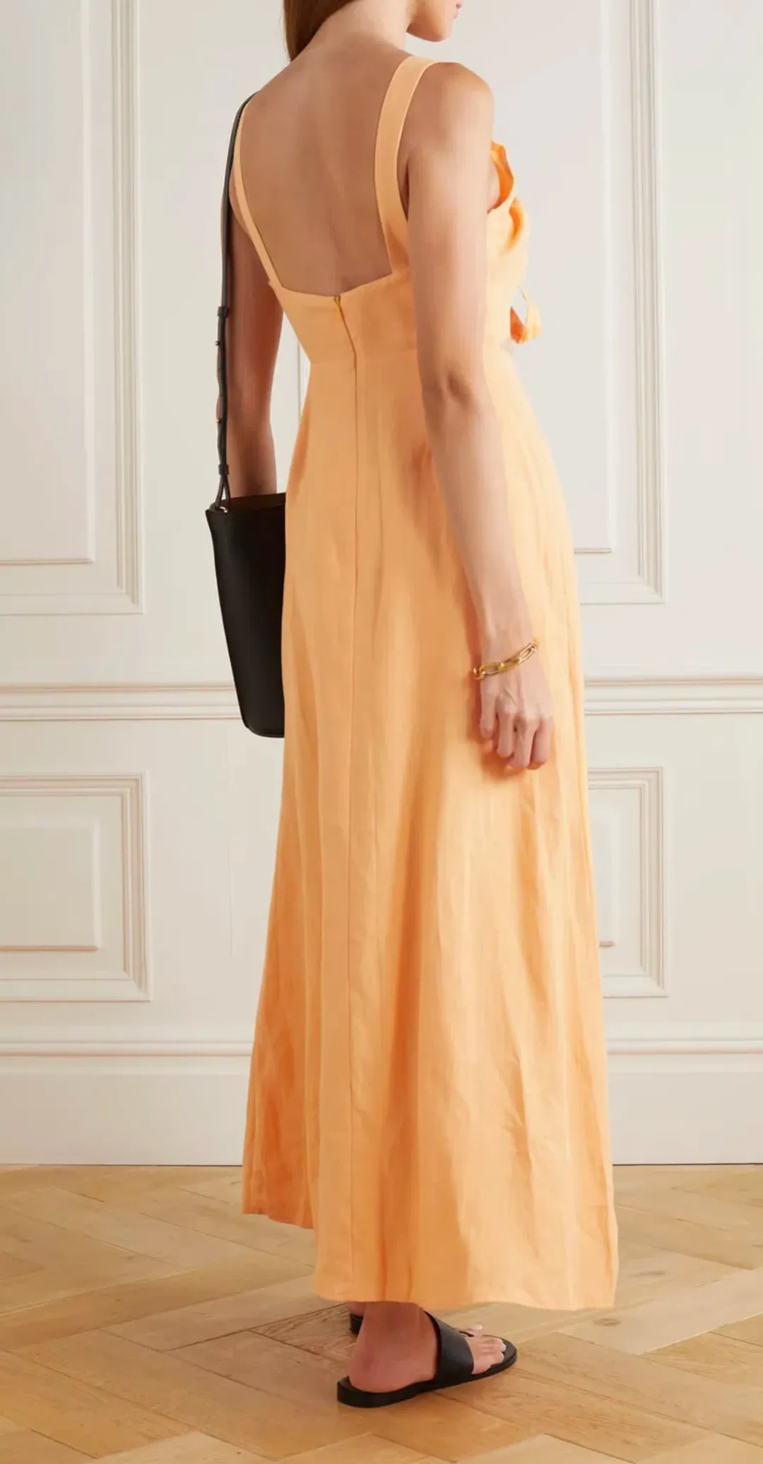Bondi Born Tobgao Cutout Linen Maxi Dress Orange Size Small / AU 8 for rent on The Volte - main image