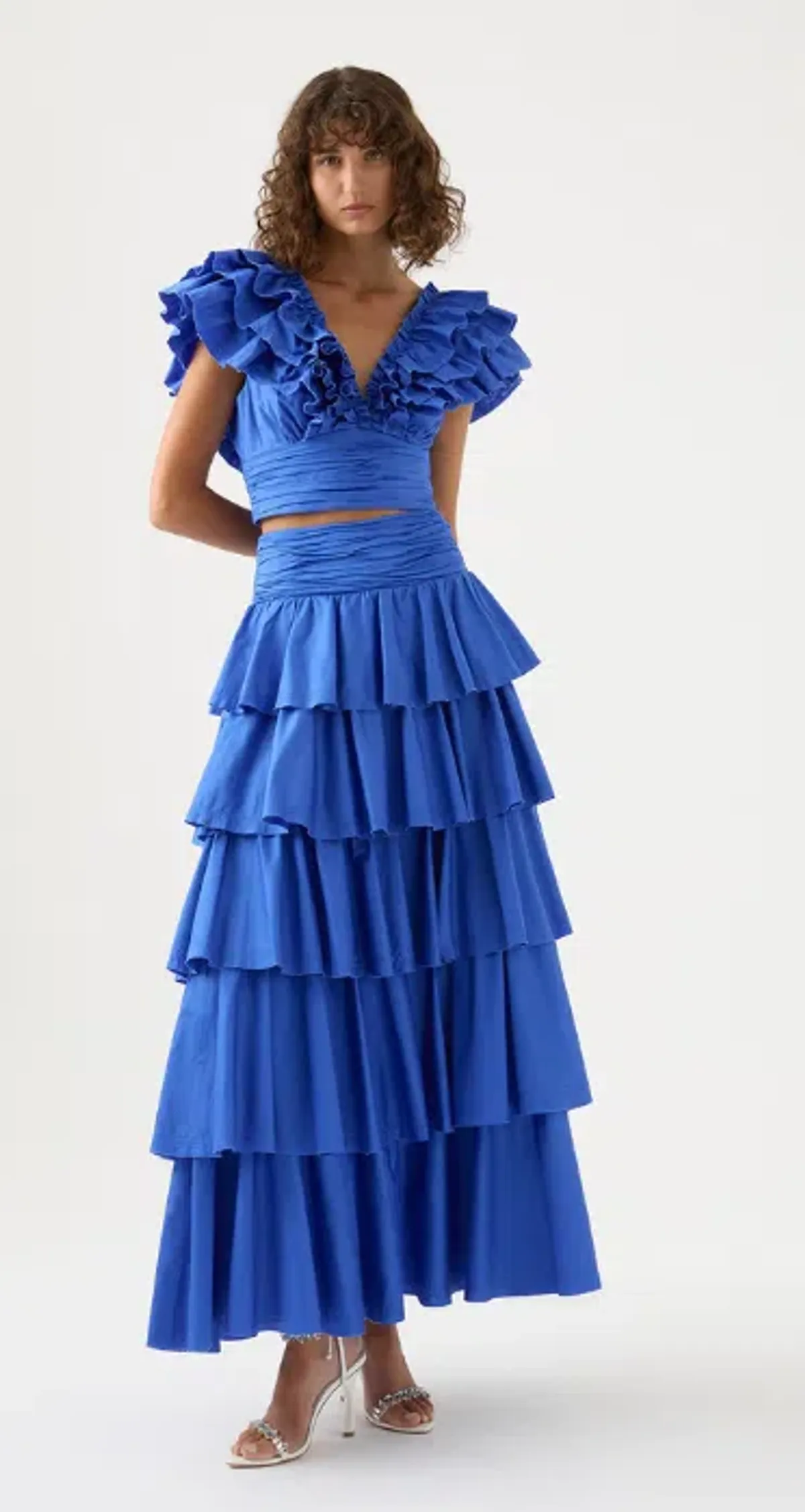 Aje Eleni Tiered Maxi And Rhythmic Frill Bodice Set Blue Size AU 12  - Image 5