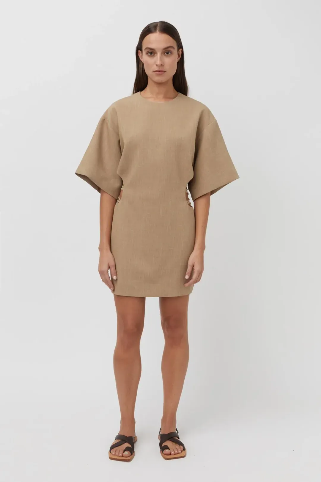 Camilla and Marc Fernando Mini Dress Flax Size 6 for rent on The Volte - main image