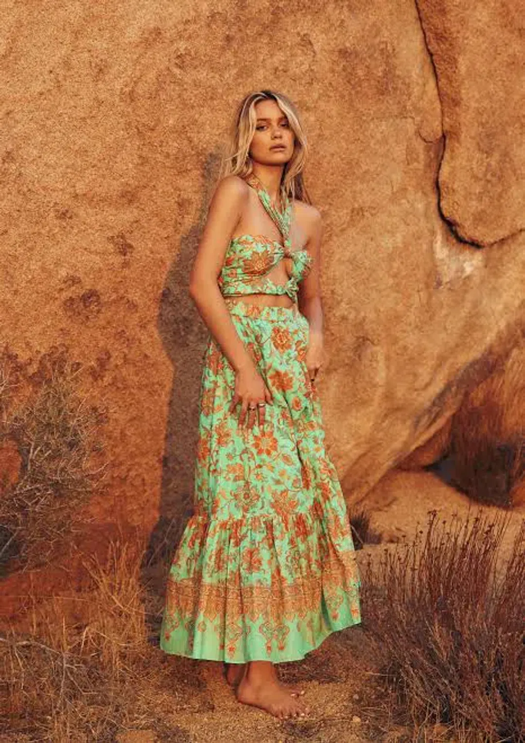 Kate Ford Savannah Front Tie Midi Dress Floral Size 6  for rent on The Volte - main image