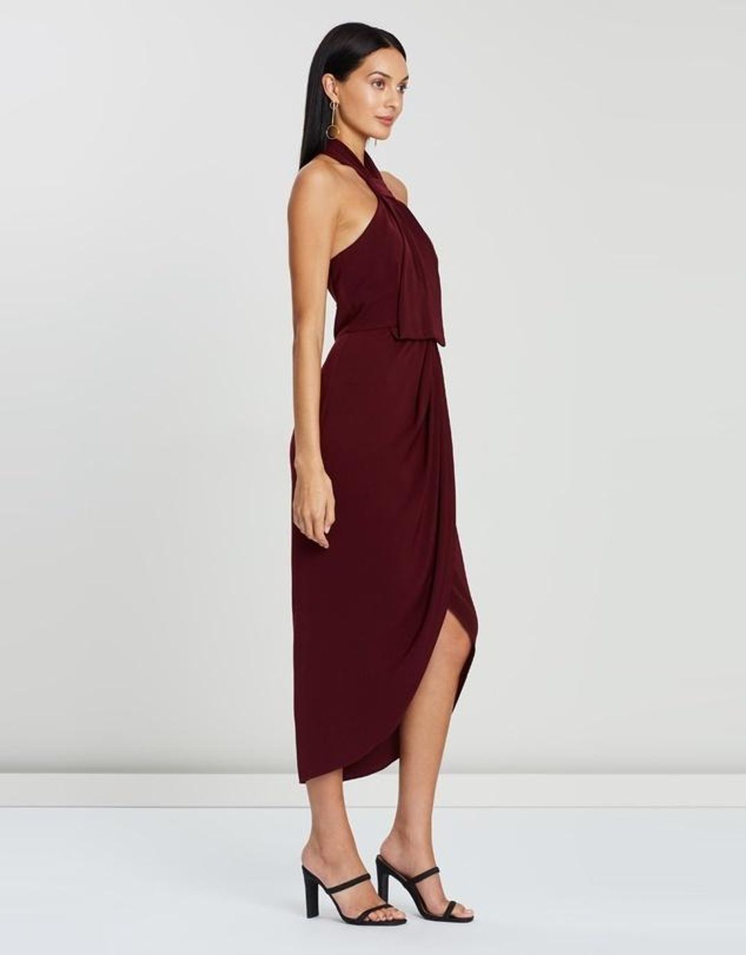 Shona Joy Knot Dress  Burgundy Size 8 for rent on The Volte - main image