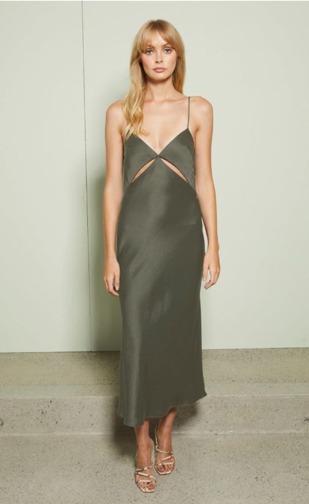 BEC & BRIDGE Mila Midi Dress Khaki size 8 for rent on The Volte - main image