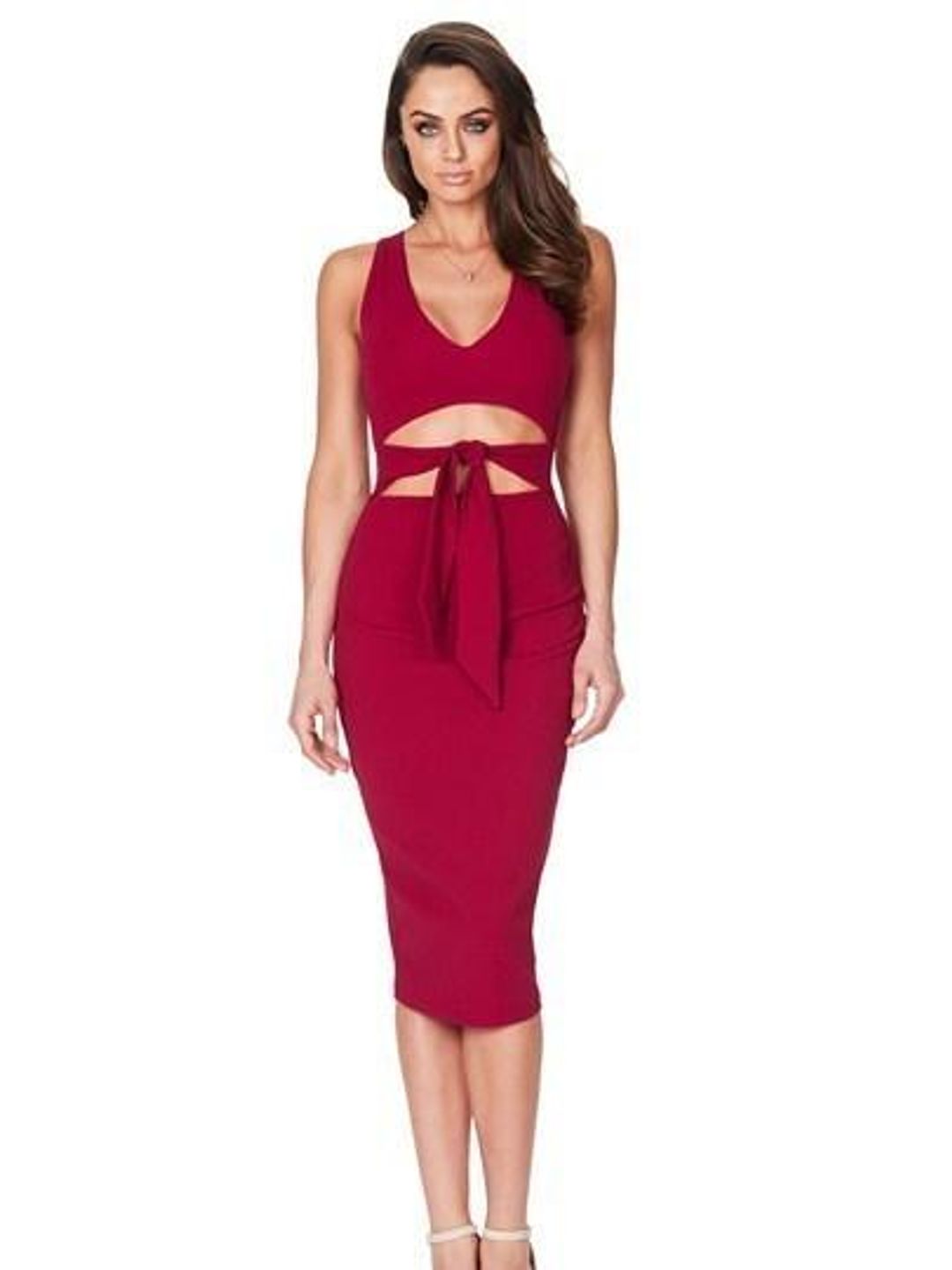 NOOKIE Foxy Tie Midi in Ruby Size 10 for rent on The Volte - main image