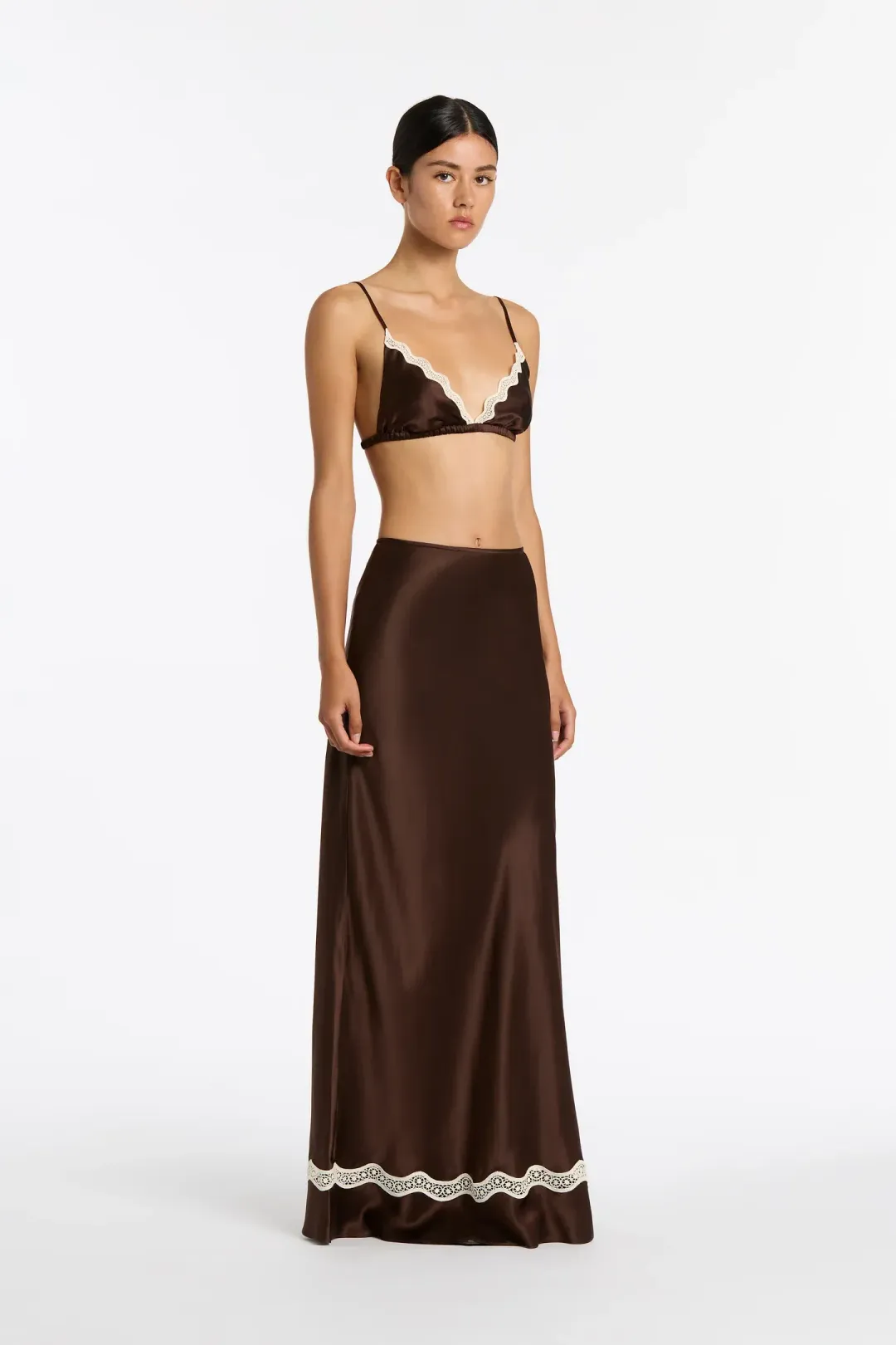 Sir the Label Selita Bralette Size 1 and Maxi Skirt Size 0 Set Brown for rent on The Volte - main image