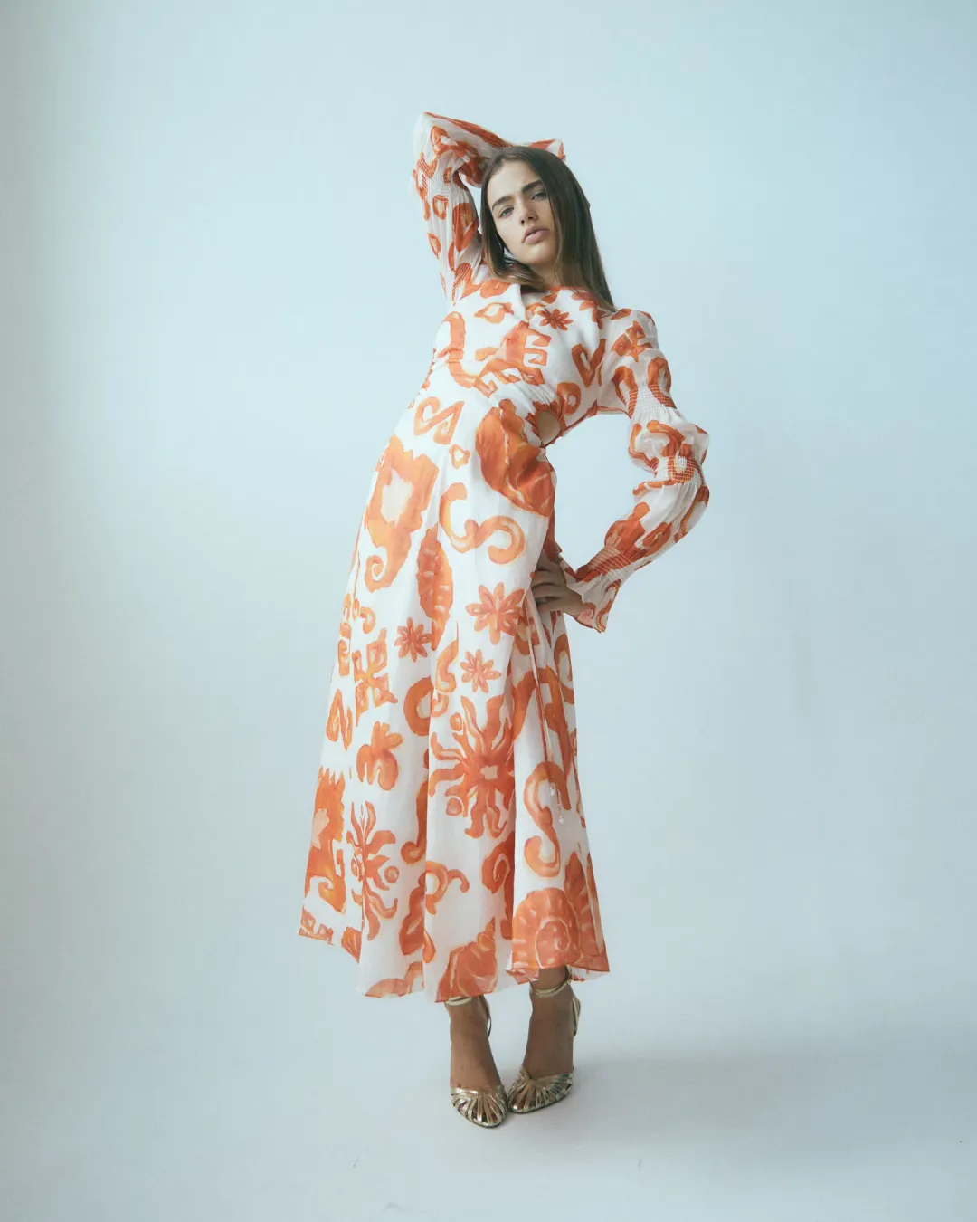 Kate Ford Elis Cut Out Gown Print Size 8 for rent on The Volte - main image