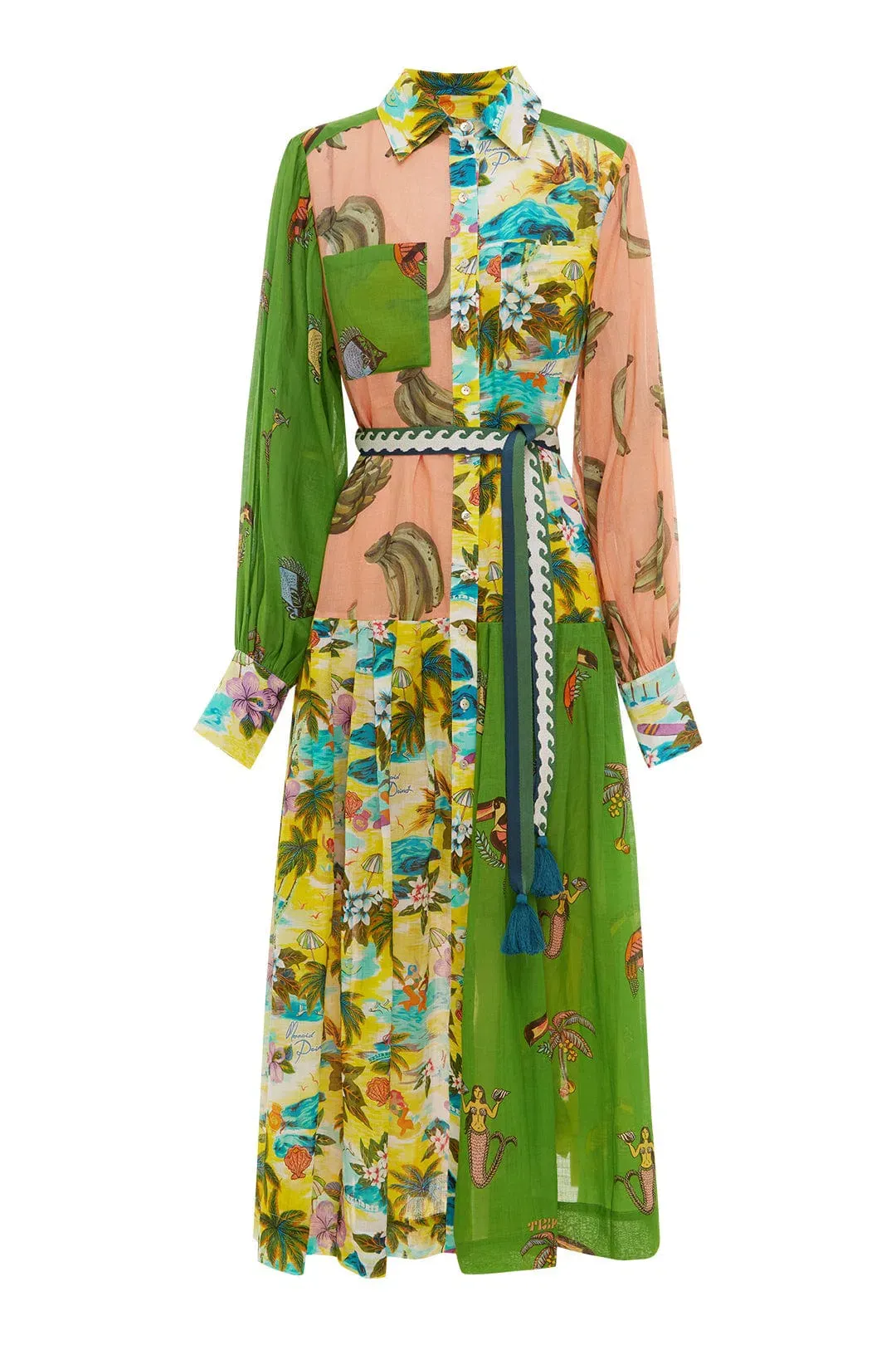 Alemais Holiday Patchwork Shirt Dress Multi Size 6  for rent on The Volte - main image