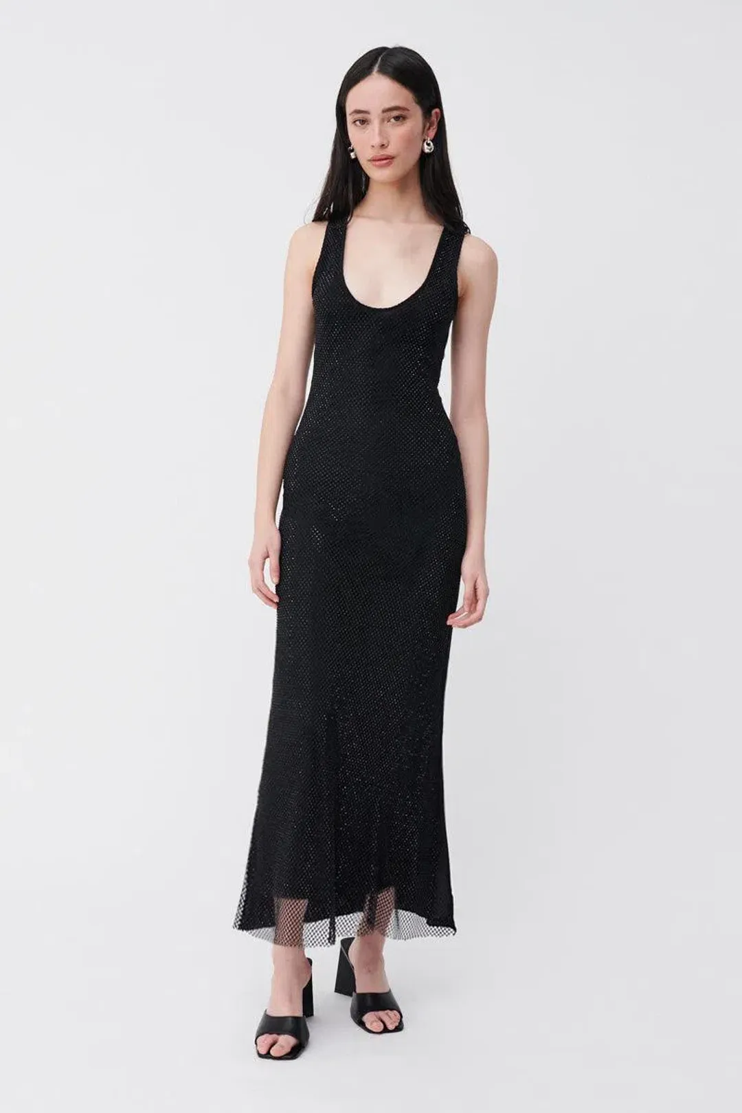 Suboo Diamanté Plunge Nexk Longline Maxi Dress Beaded/Black Size 8  for rent on The Volte - main image