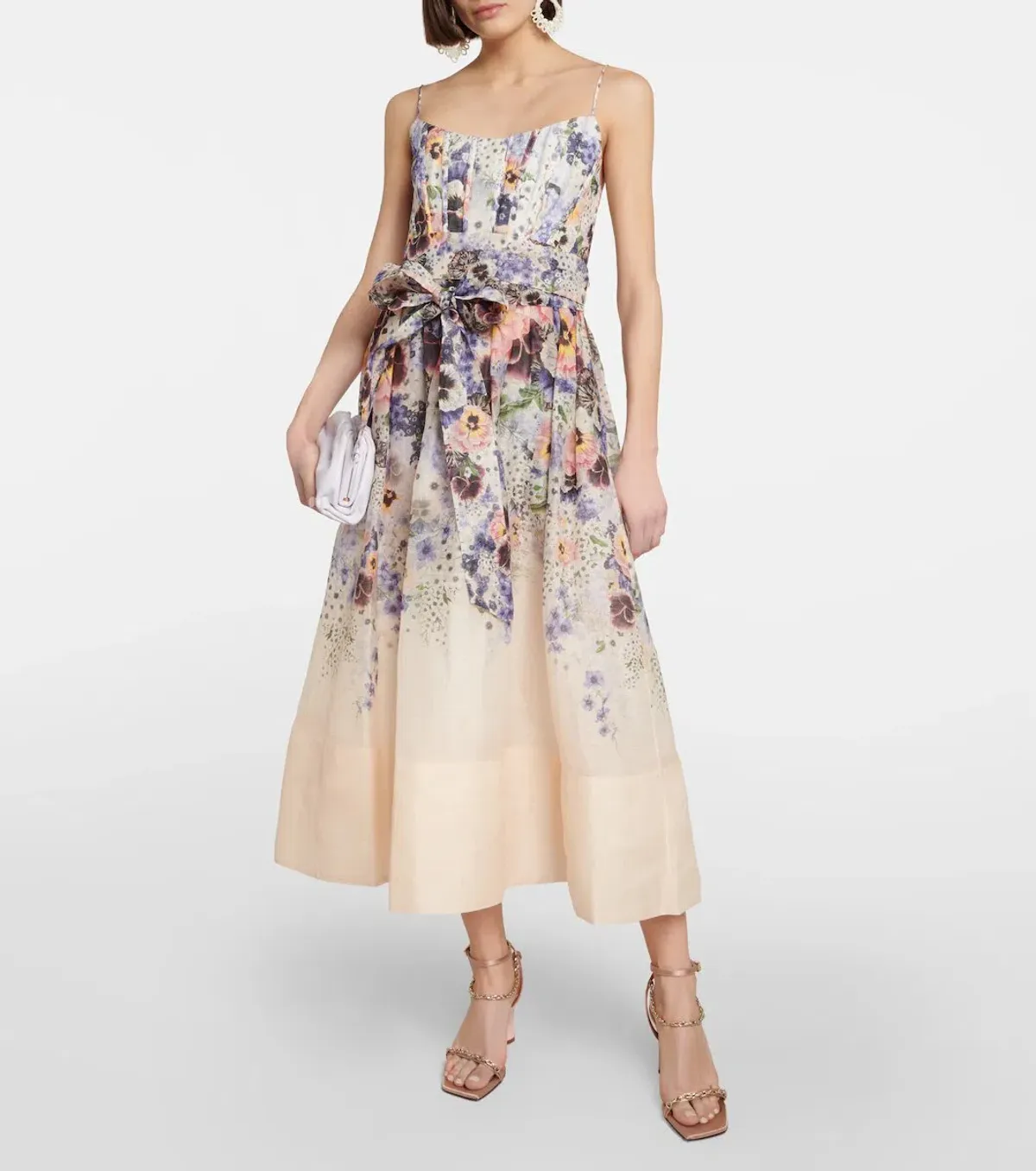 Zimmermann The Tama Corset Midi Dress in Purple Pansy Print Size 1/Au 10  - Image 1
