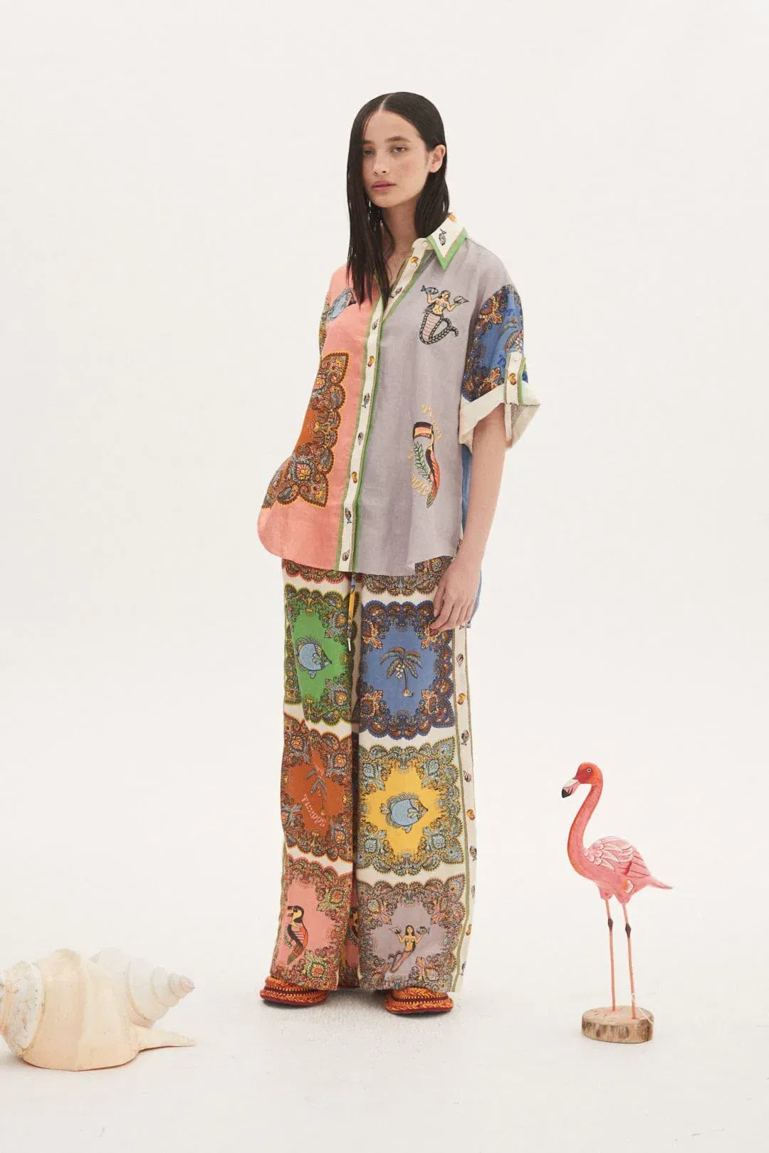 Alemais Trippy Troppo Shirt And Pant Set Multi Size 8  for rent on The Volte - main image