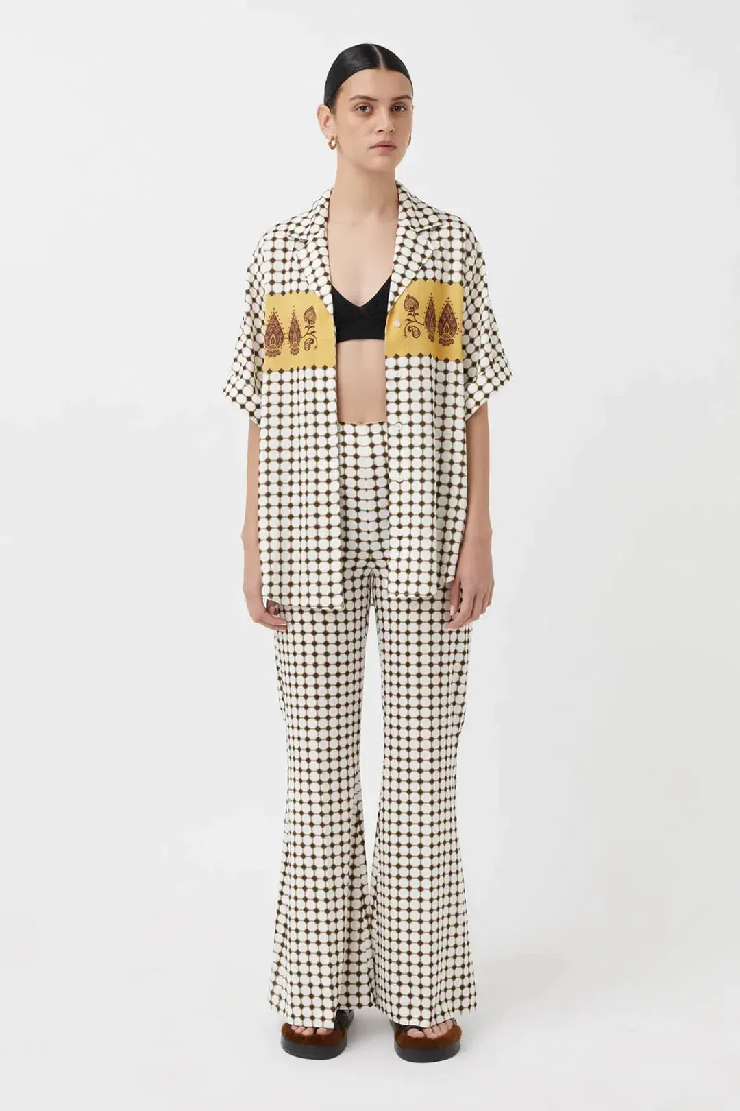 Camilla And Marc Ravioli Shirt And Pant Set Honey/Multi Size 10 for rent on The Volte - main image