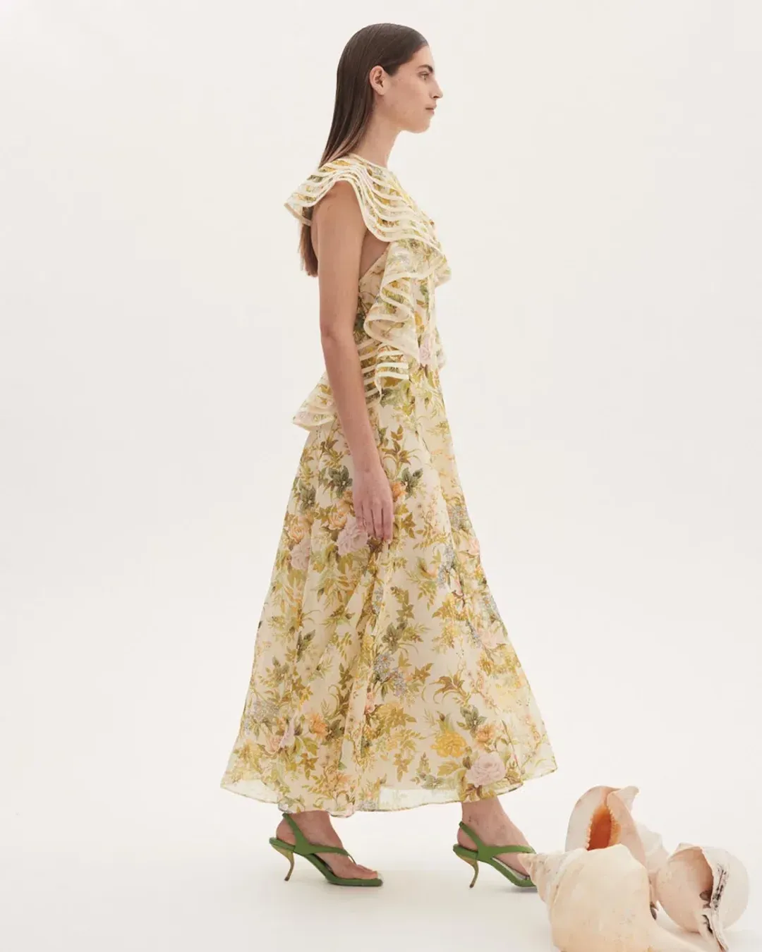 Alemais Eden Flounce Midi Dress Multi Size 8 for rent on The Volte - main image