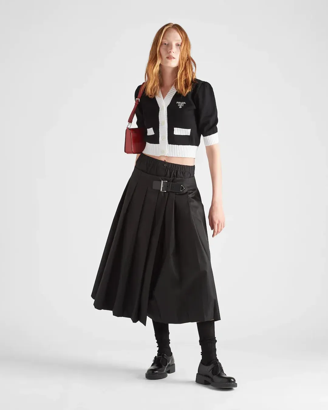 Prada Cropped Cotton Cardigan Black Size AU 6 for rent on The Volte - main image