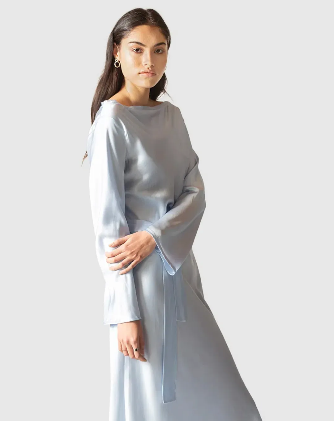 Ginia RTW Ella Silk Satin Dress Blue Size AU 8 for rent on The Volte - main image