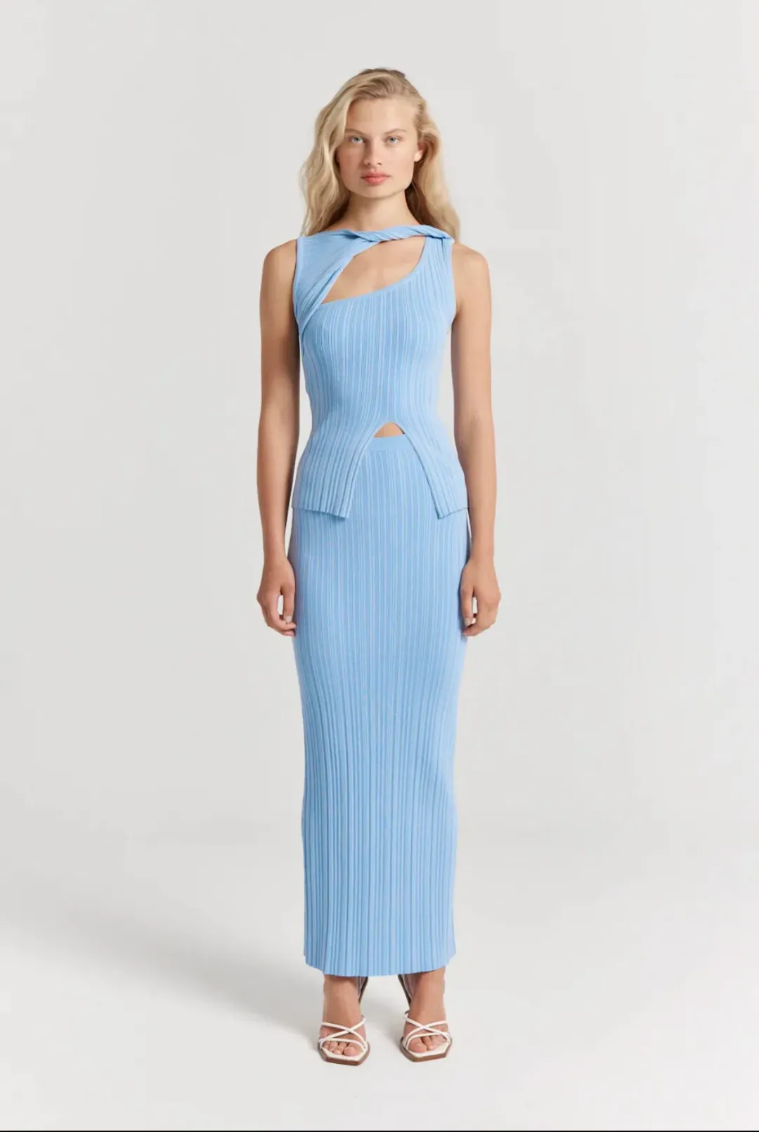 Henne Romee Knit Top & Skirt Blue Size AU 10 for rent on The Volte - main image