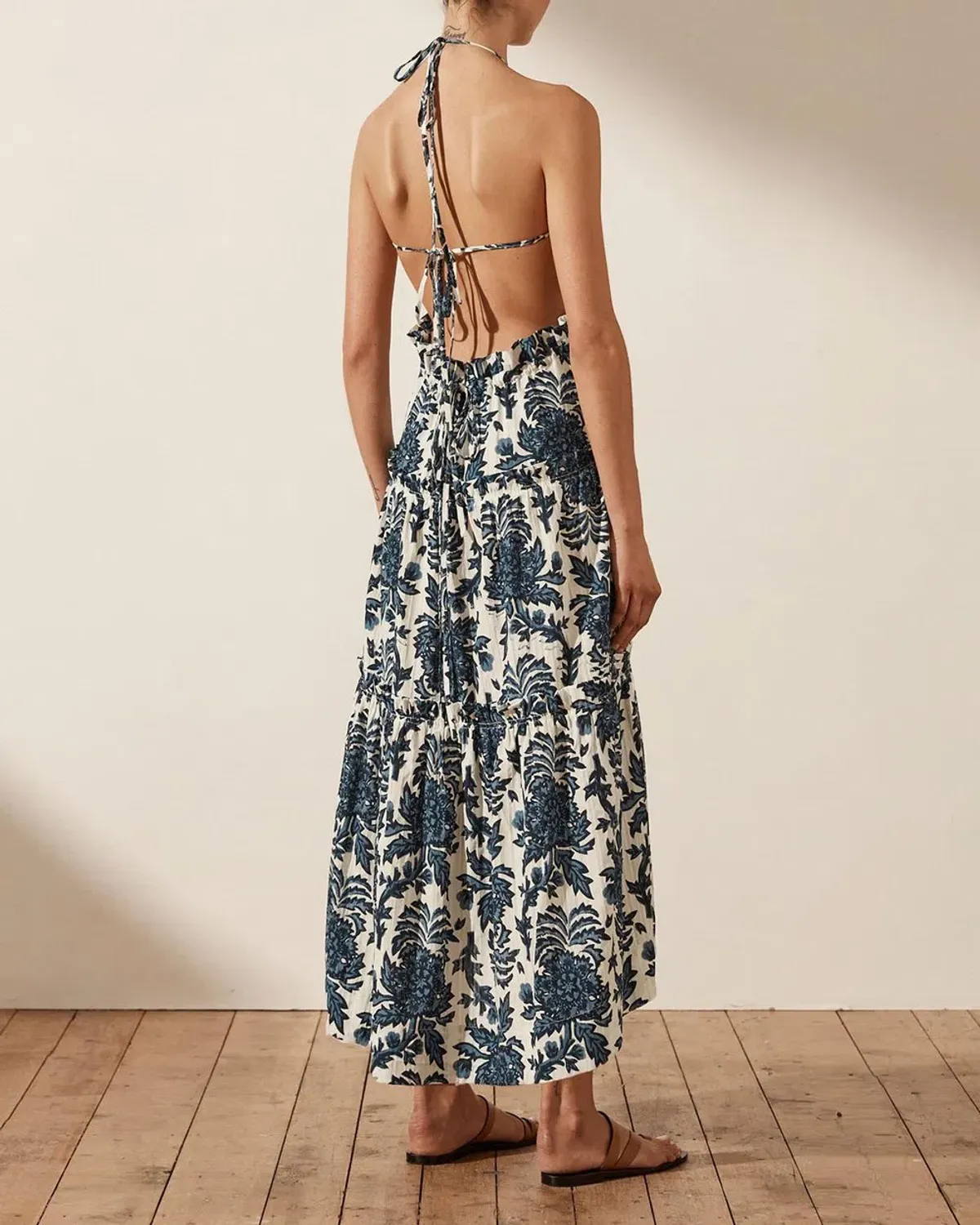 Shona Joy Diana Shirred Backless Midi Dress Floral Size 16 - Image 4