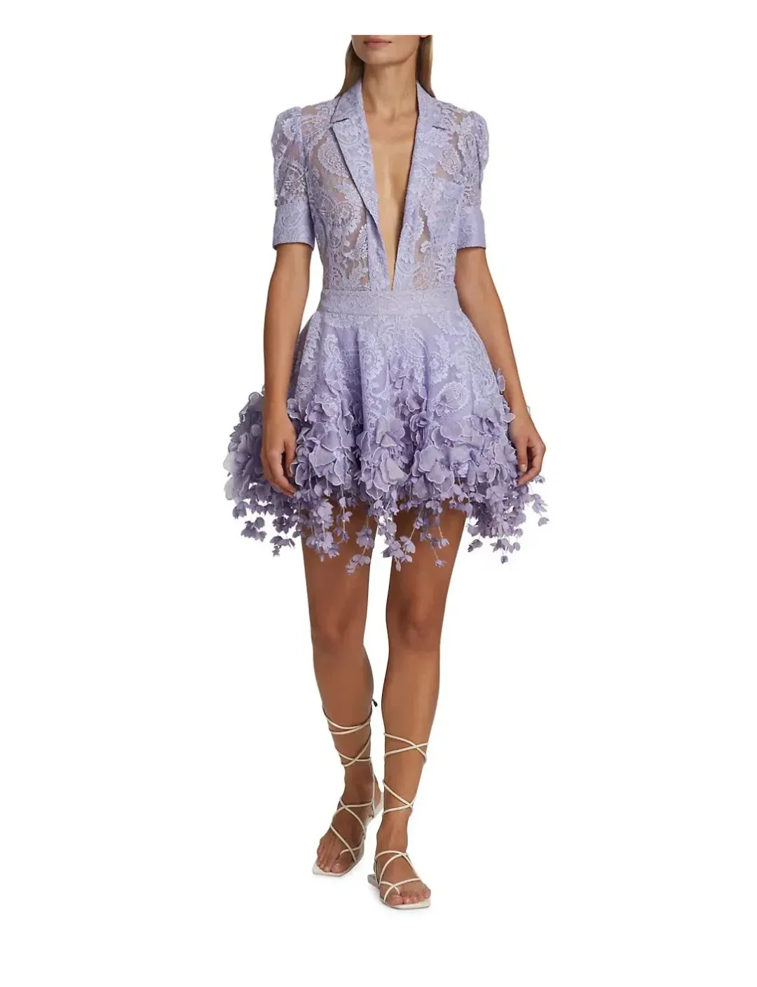 Zimmermann High Tide Lace Shirt and Flip Mini Skirt Set in Periwinkle Size 1 / Au 10 for rent on The Volte - main image